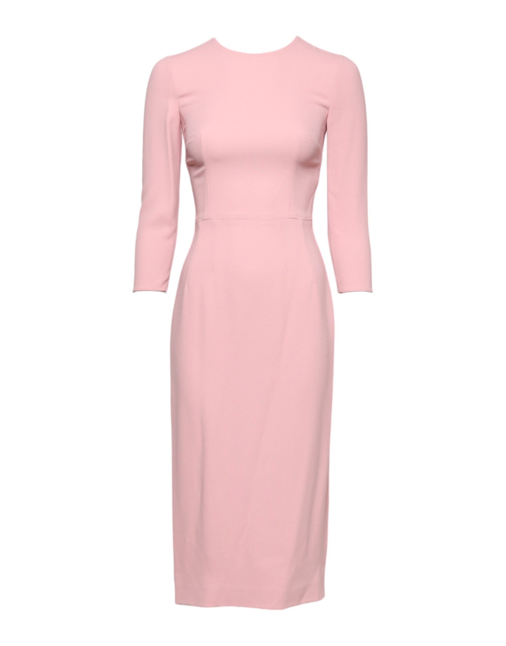 Rochie midi tip teacă cu mâneci 3/4 din viscoză roz Dolce &amp; Gabbana