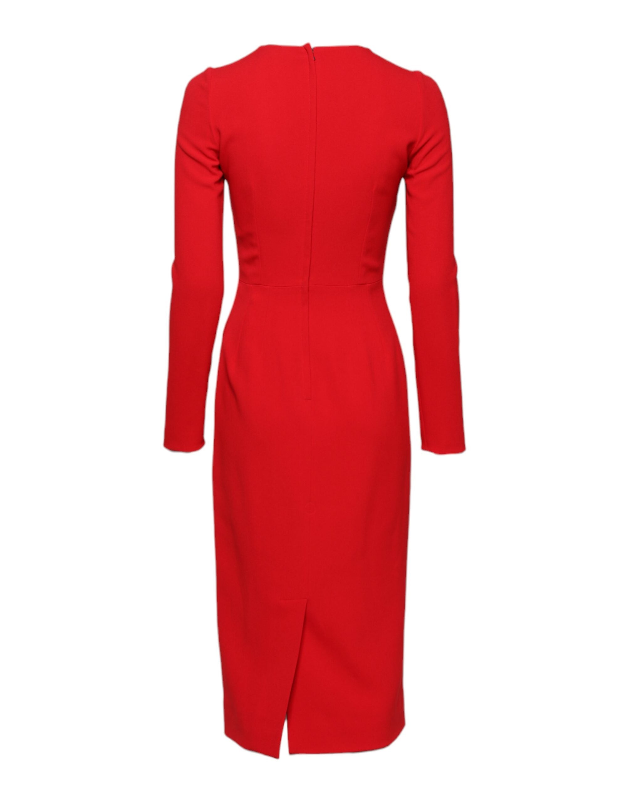 Rochie Dolce &amp; Gabbana roșie cu mâneci lungi și imprimeu Sacred Heart