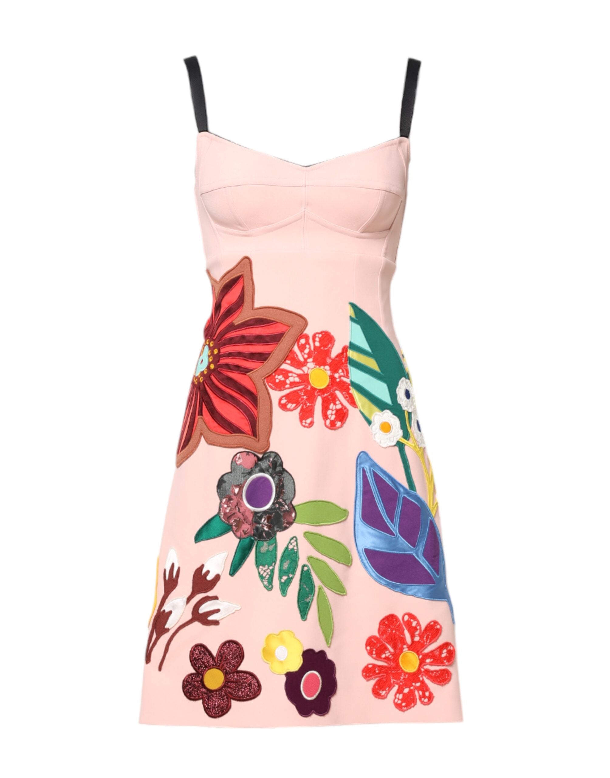 Rochie mini Dolce &amp; Gabbana roz cu imprimeu floral și bretele tip spaghete