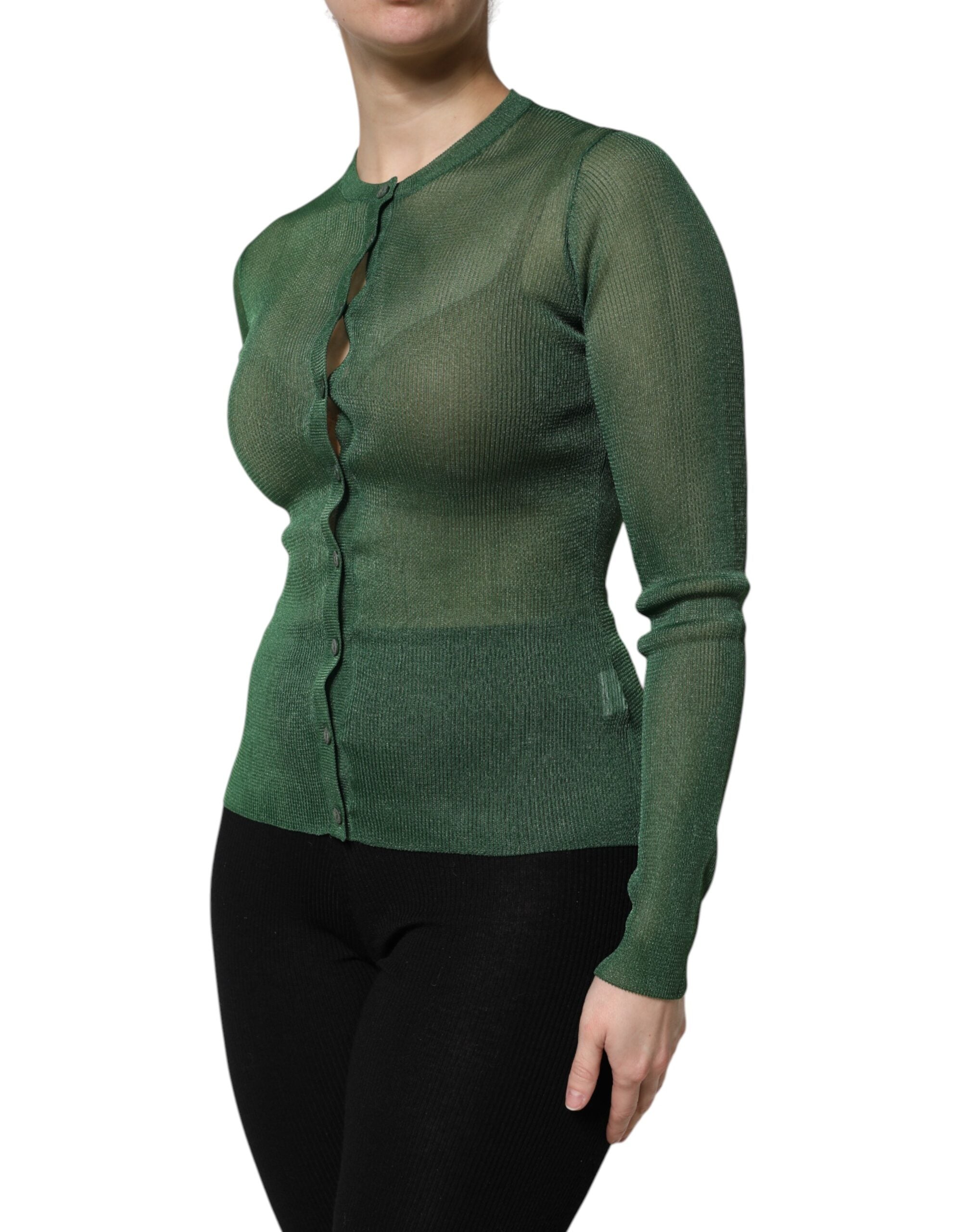 Cardigan Dolce &amp; Gabbana verde cu mânecă lungă din poliester