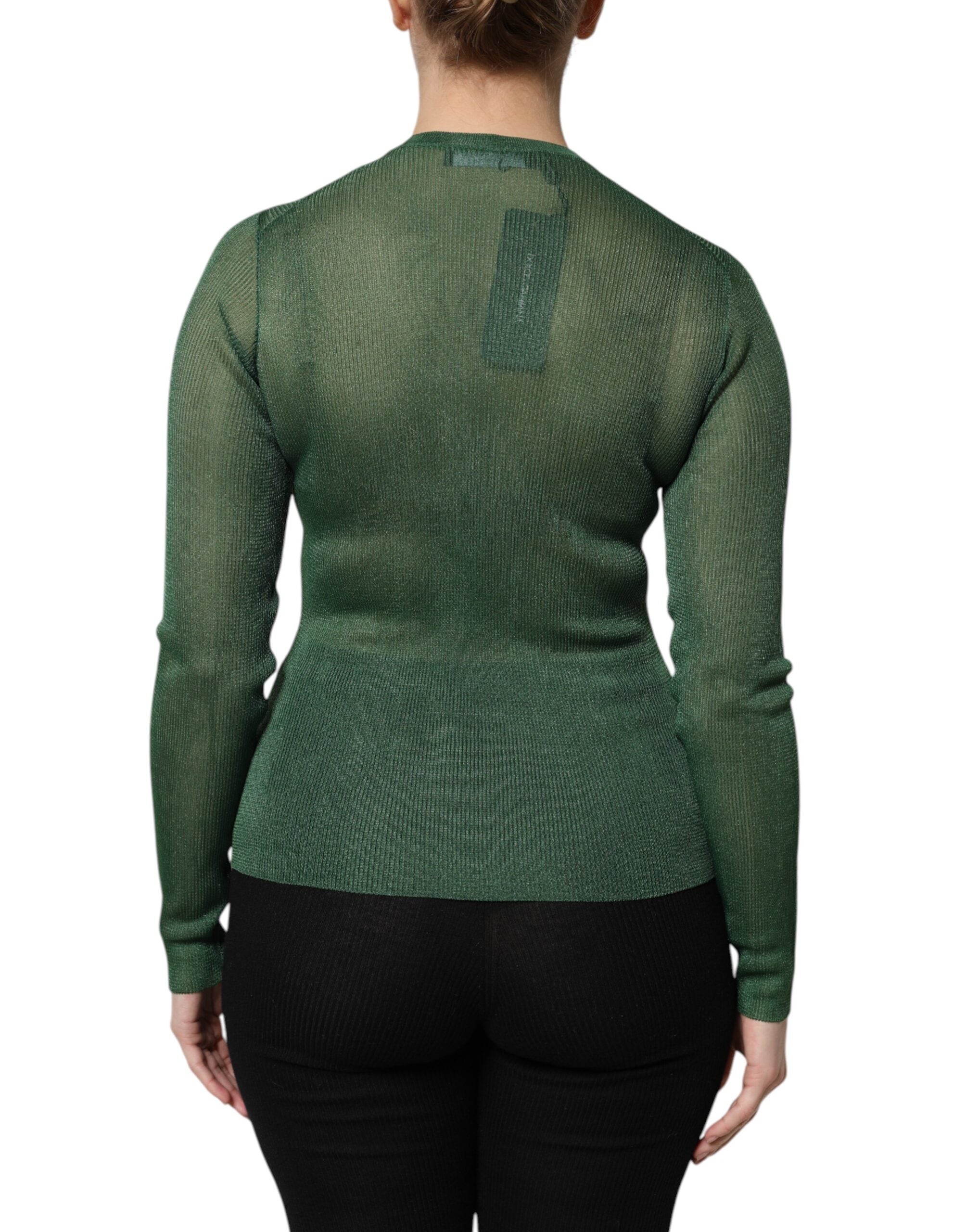 Cardigan Dolce &amp; Gabbana verde cu mânecă lungă din poliester