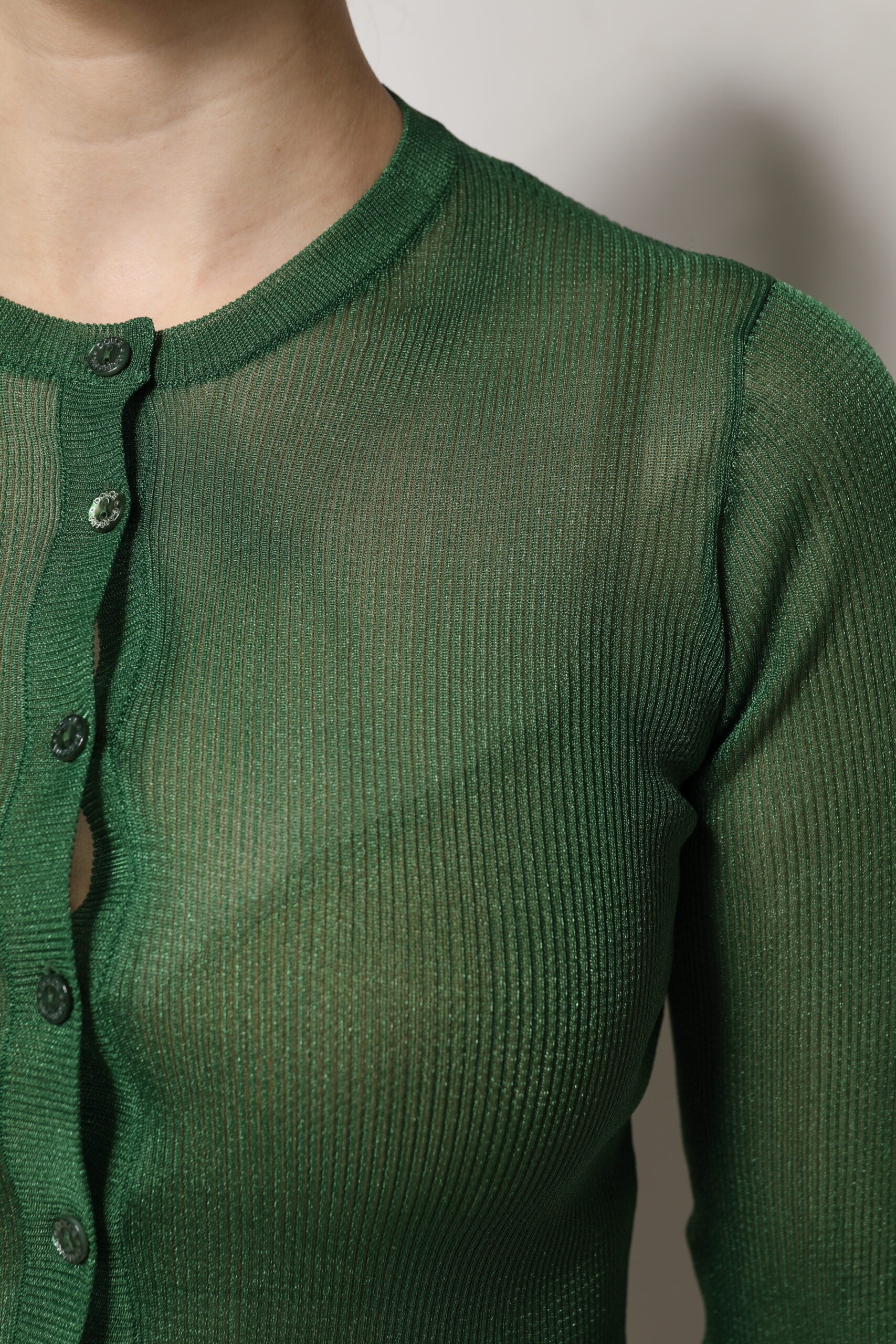 Cardigan Dolce &amp; Gabbana verde cu mânecă lungă din poliester