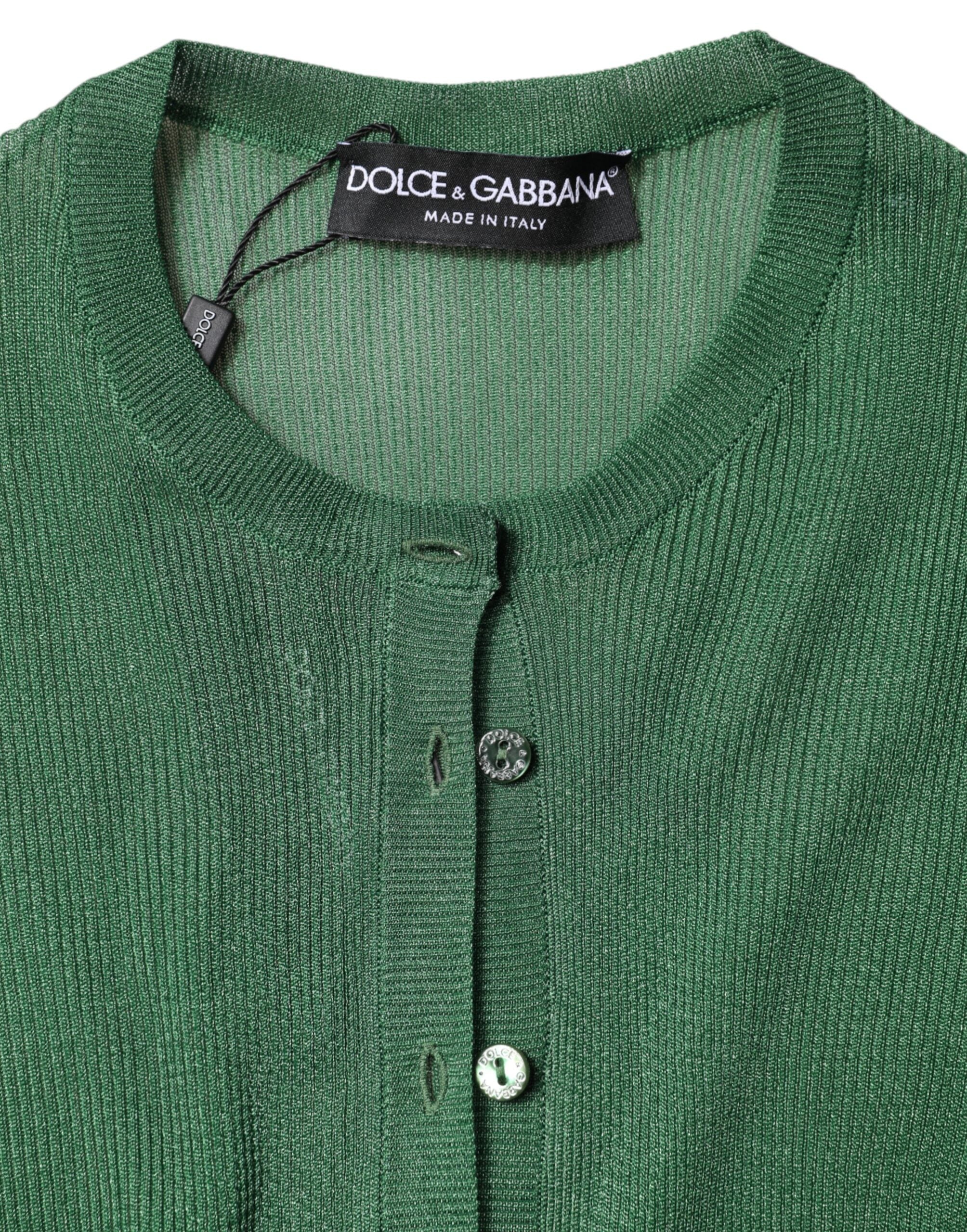 Cardigan Dolce &amp; Gabbana verde cu mânecă lungă din poliester