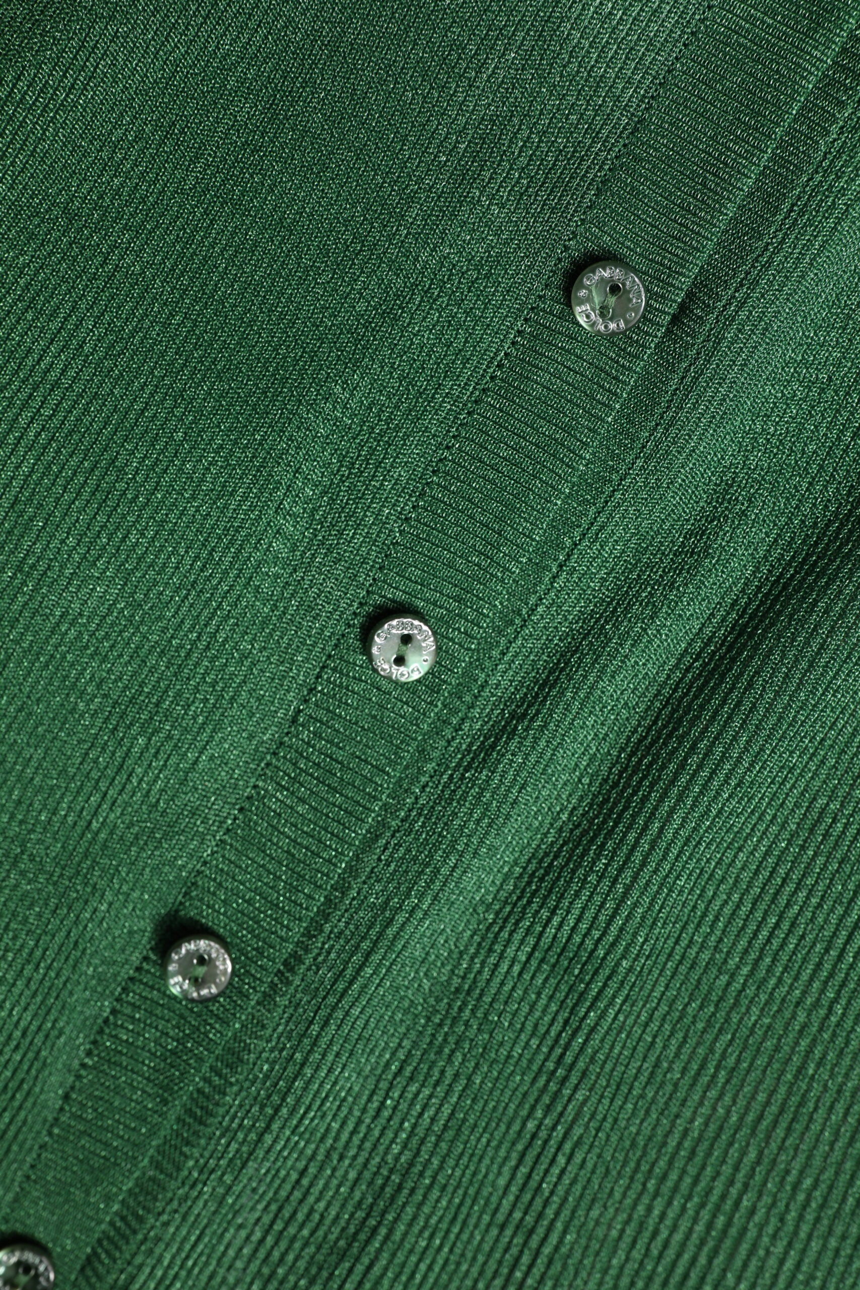 Cardigan Dolce &amp; Gabbana verde cu mânecă lungă din poliester