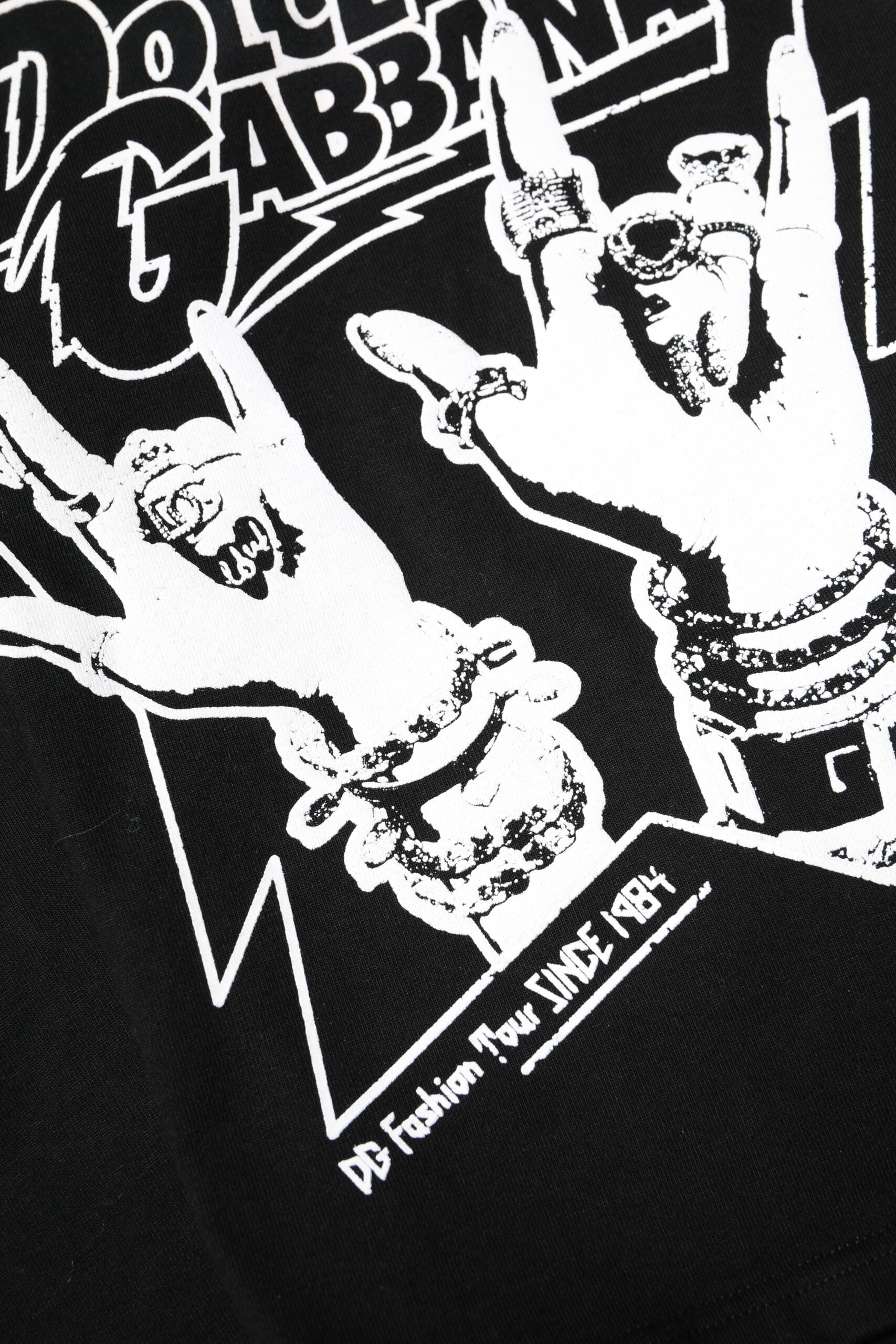 Tricou Dolce &amp; Gabbana negru din bumbac cu mânecă scurtă și imprimeu