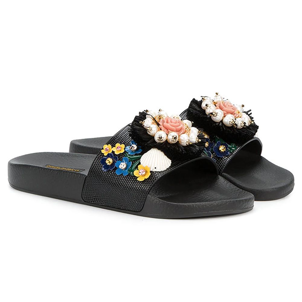 Sandale Dolce &amp; Gabbana din bumbac negru