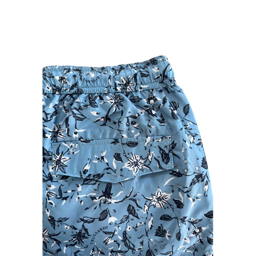 Pantaloni scurți de baie Trussardi Beachwear din poliester albastru deschis pentru bărbați