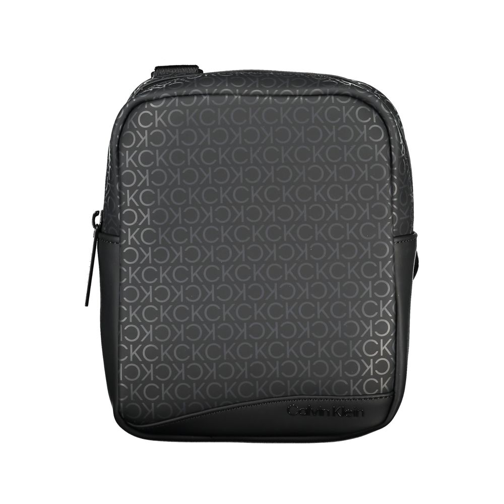 Geantă de umăr elegantă Calvin Klein Sleek neagră cu accente contrastante