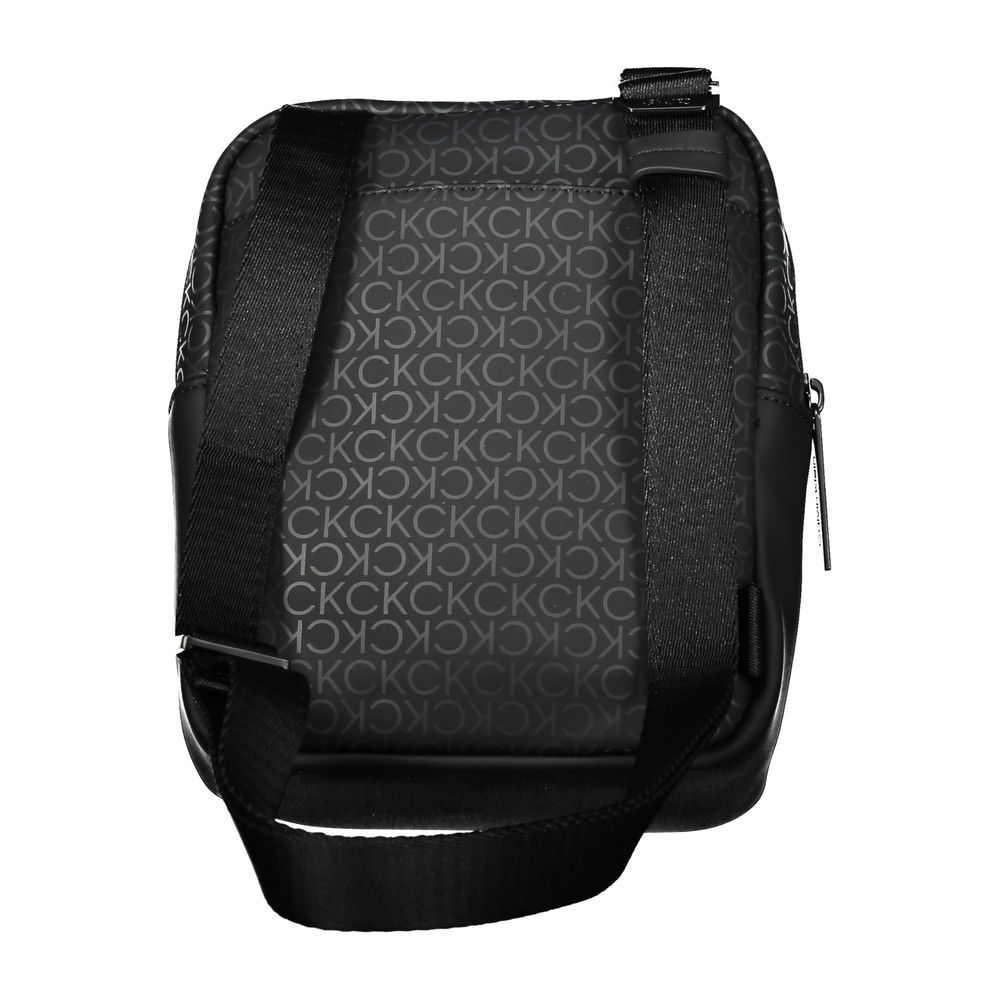 Geantă de umăr elegantă Calvin Klein Sleek neagră cu accente contrastante