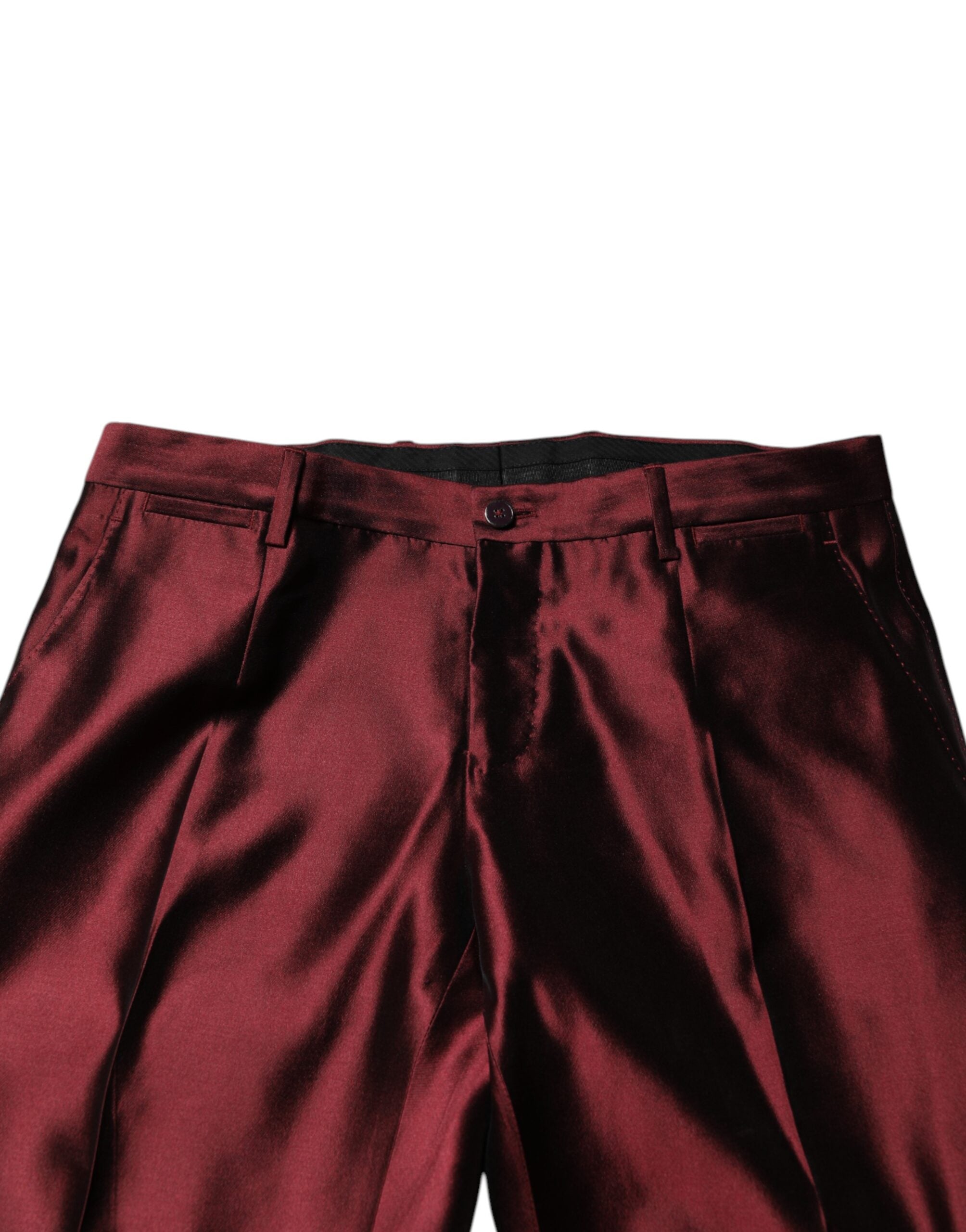 Costum Dolce &amp; Gabbana Bordeaux din mătase, cu două piese, cu un singur rând de nasturi
