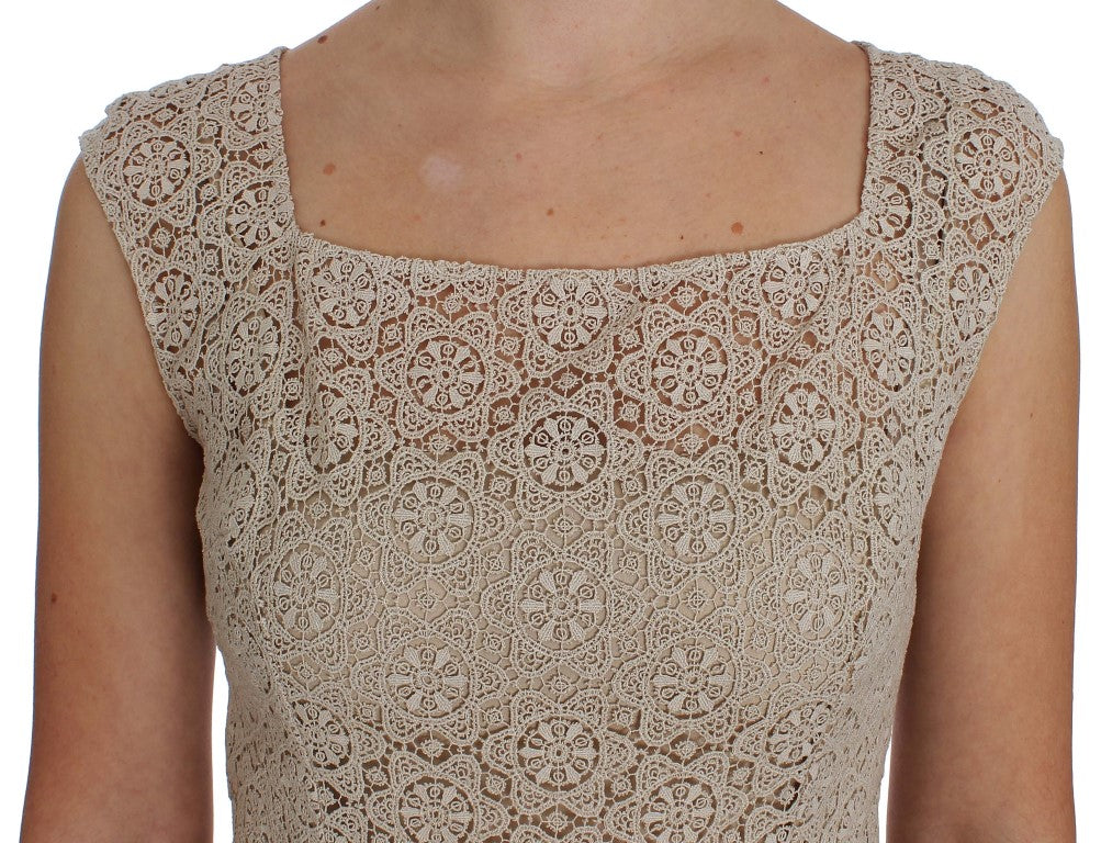 Dolce &amp; Gabbana – Elegantes Maxikleid mit Blumen- und Cut-Outs in Beige