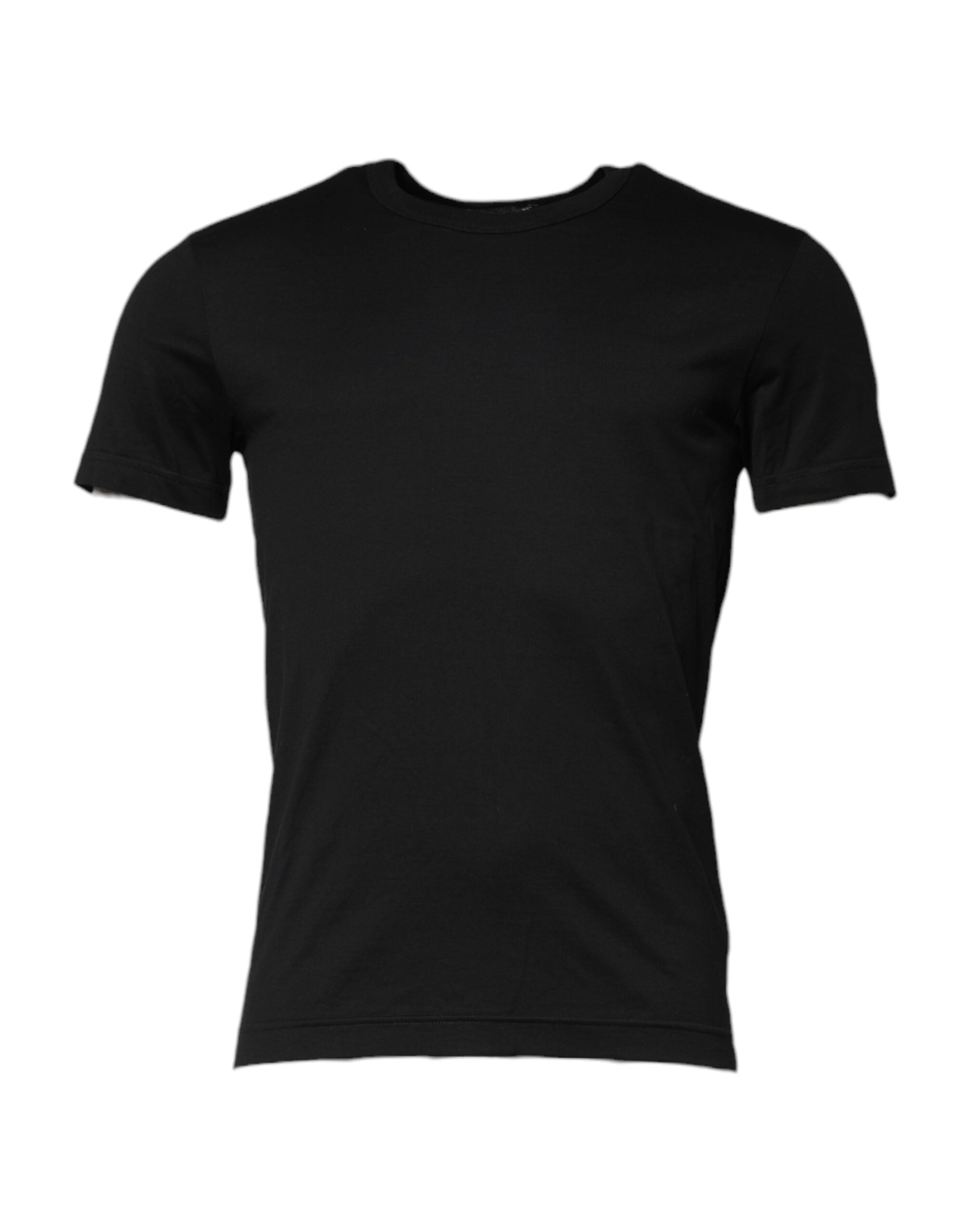 Dolce &amp; Gabbana Schwarzes T-Shirt aus Baumwolle mit kurzen Ärmeln und Rundhalsausschnitt