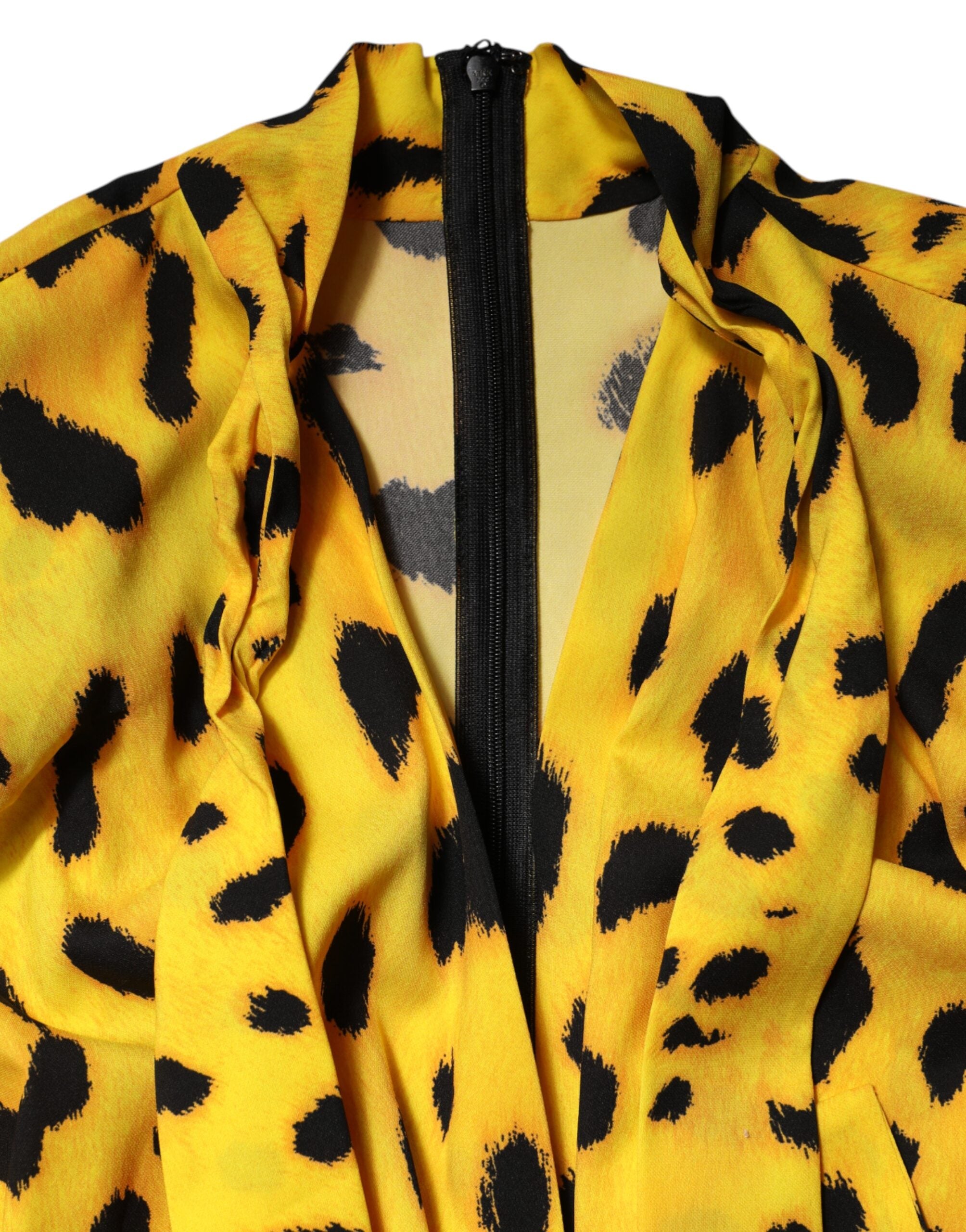 Rochie Dolce &amp; Gabbana cu mâneci lungi și imprimeu leopard galben