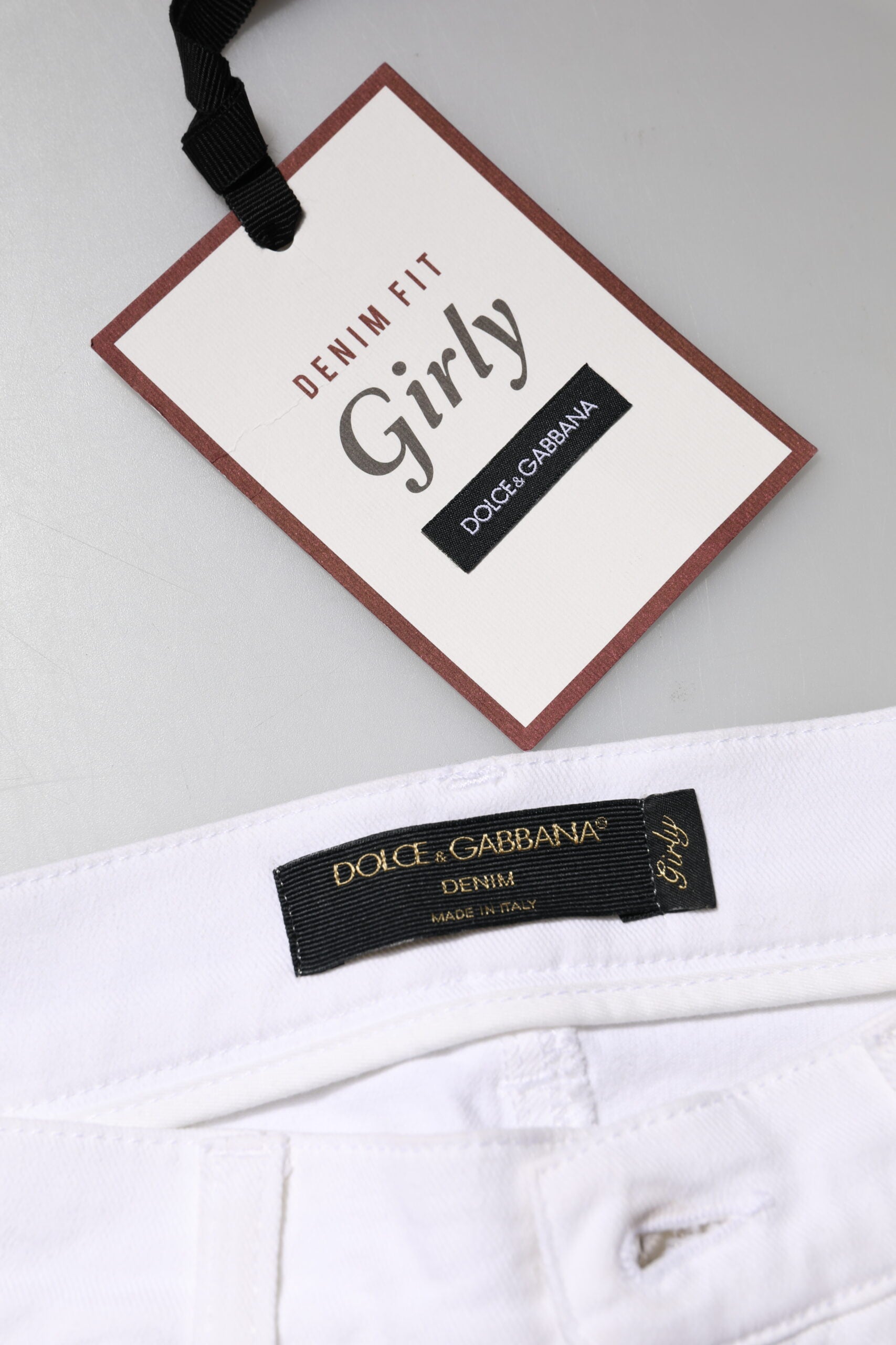 Dolce &amp; Gabbana Weiße GIRLY-Jeans mit Blumen-Pailletten