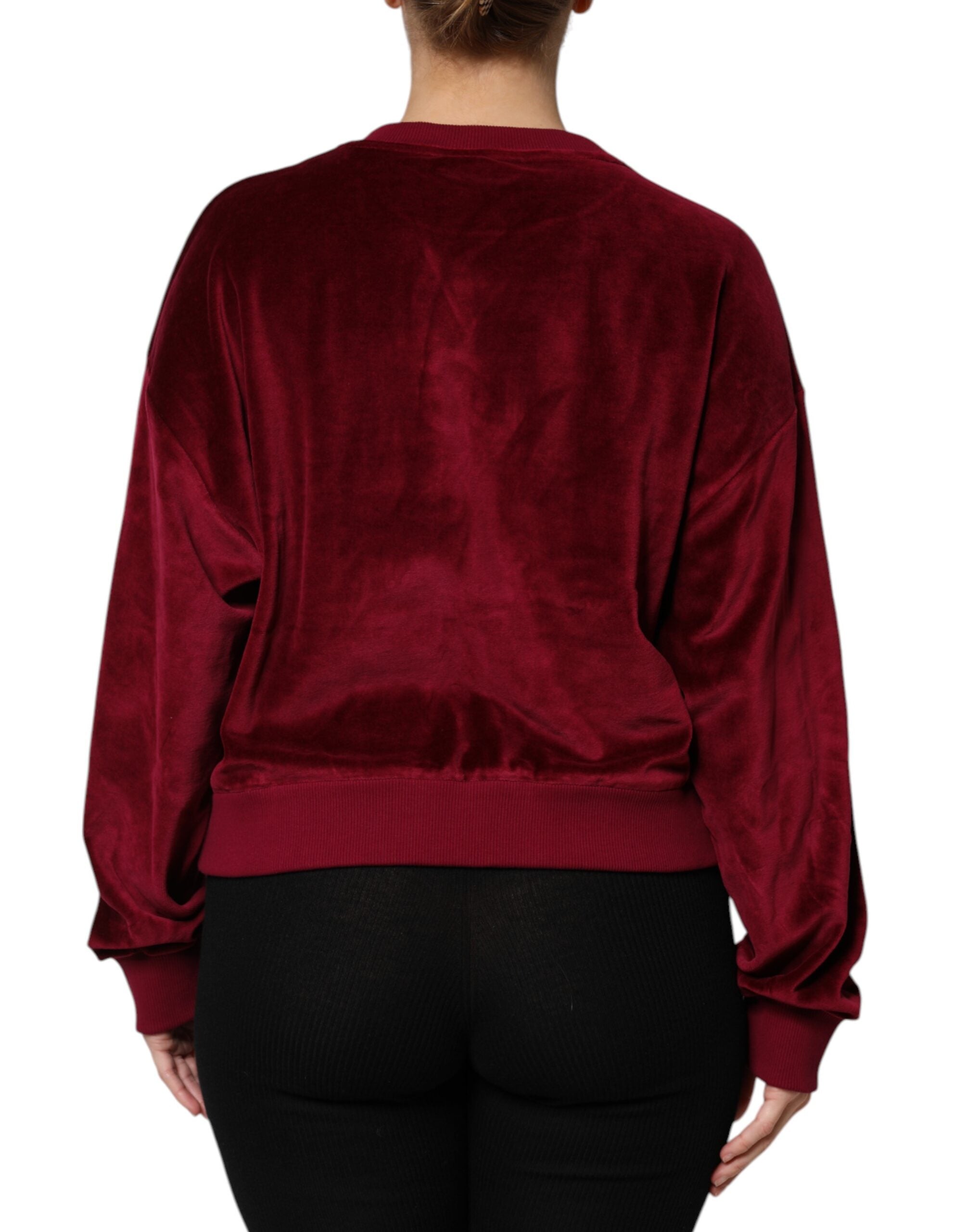 Dolce &amp; Gabbana Roter Pullover mit Rundhalsausschnitt aus Baumwollsamt