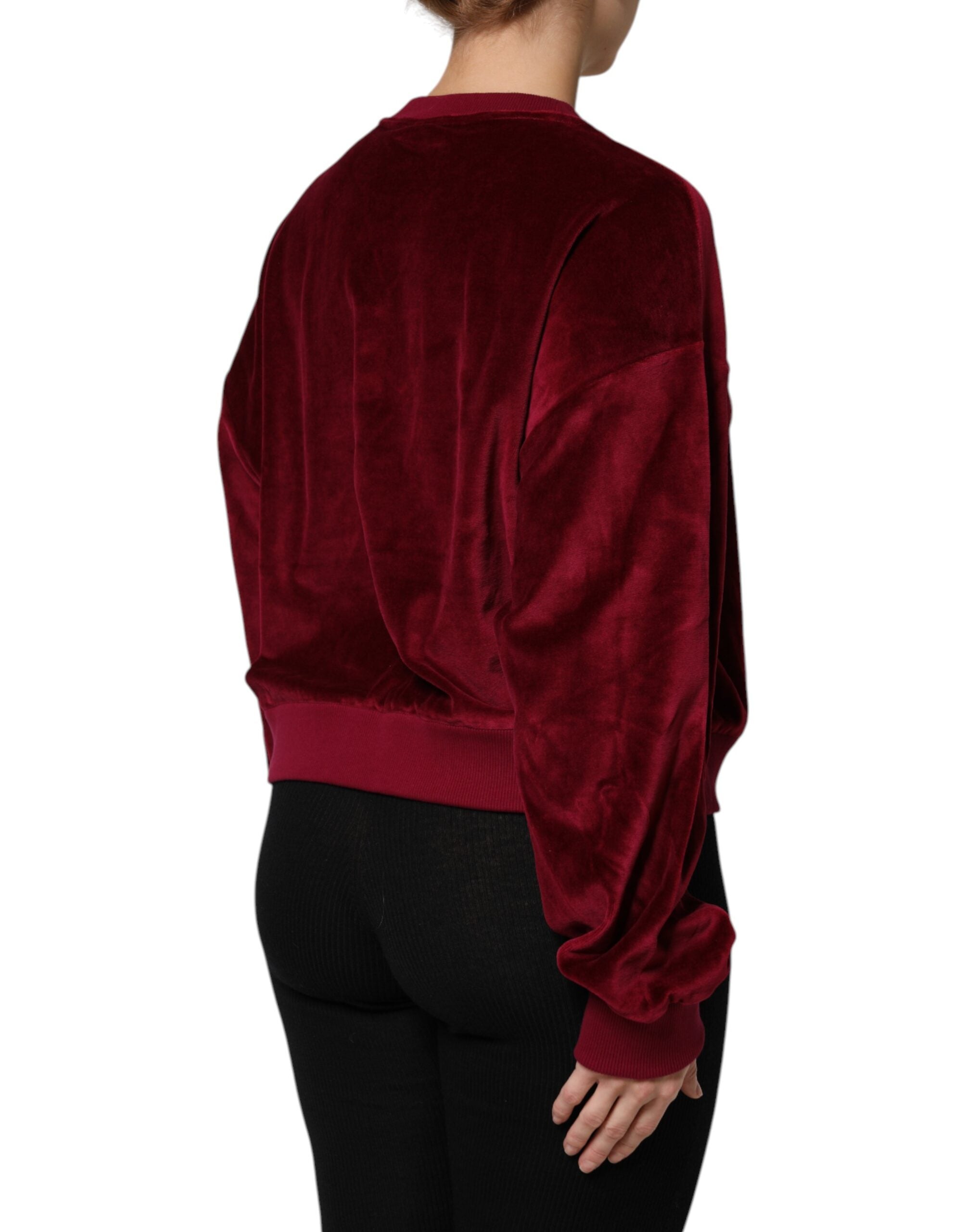 Dolce &amp; Gabbana Roter Pullover mit Rundhalsausschnitt aus Baumwollsamt