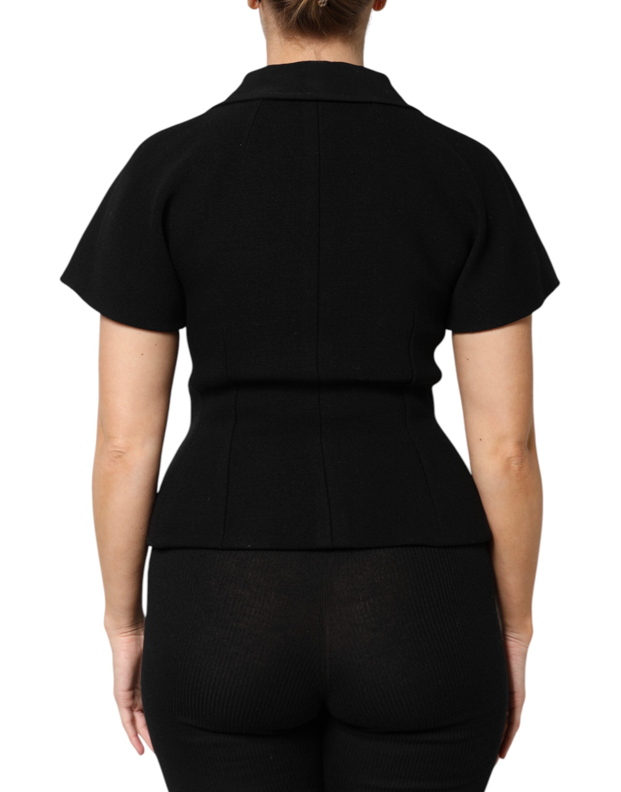 Dolce &amp; Gabbana – Zweireihiger Mantel aus schwarzer Wolle