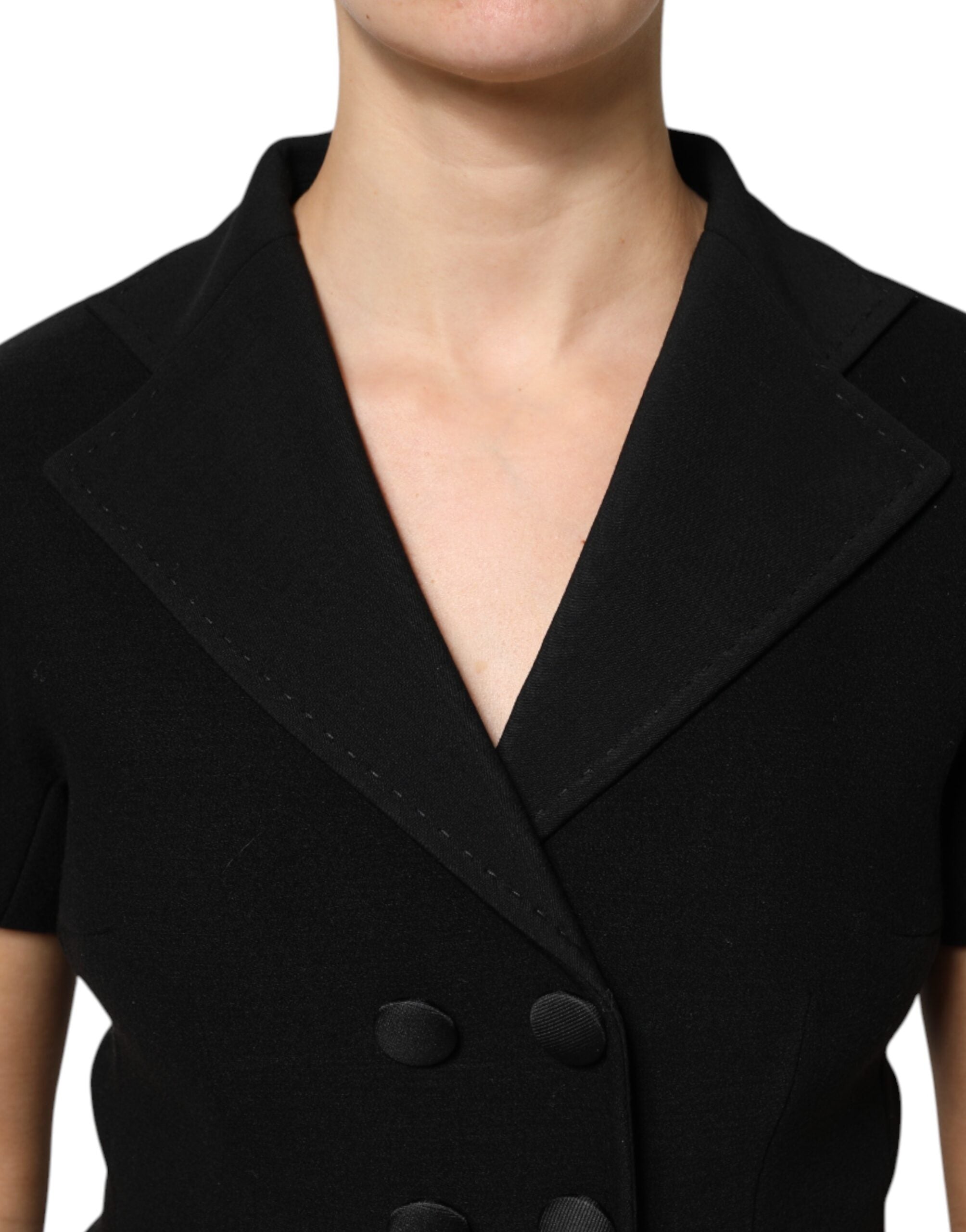 Dolce &amp; Gabbana – Zweireihiger Mantel aus schwarzer Wolle