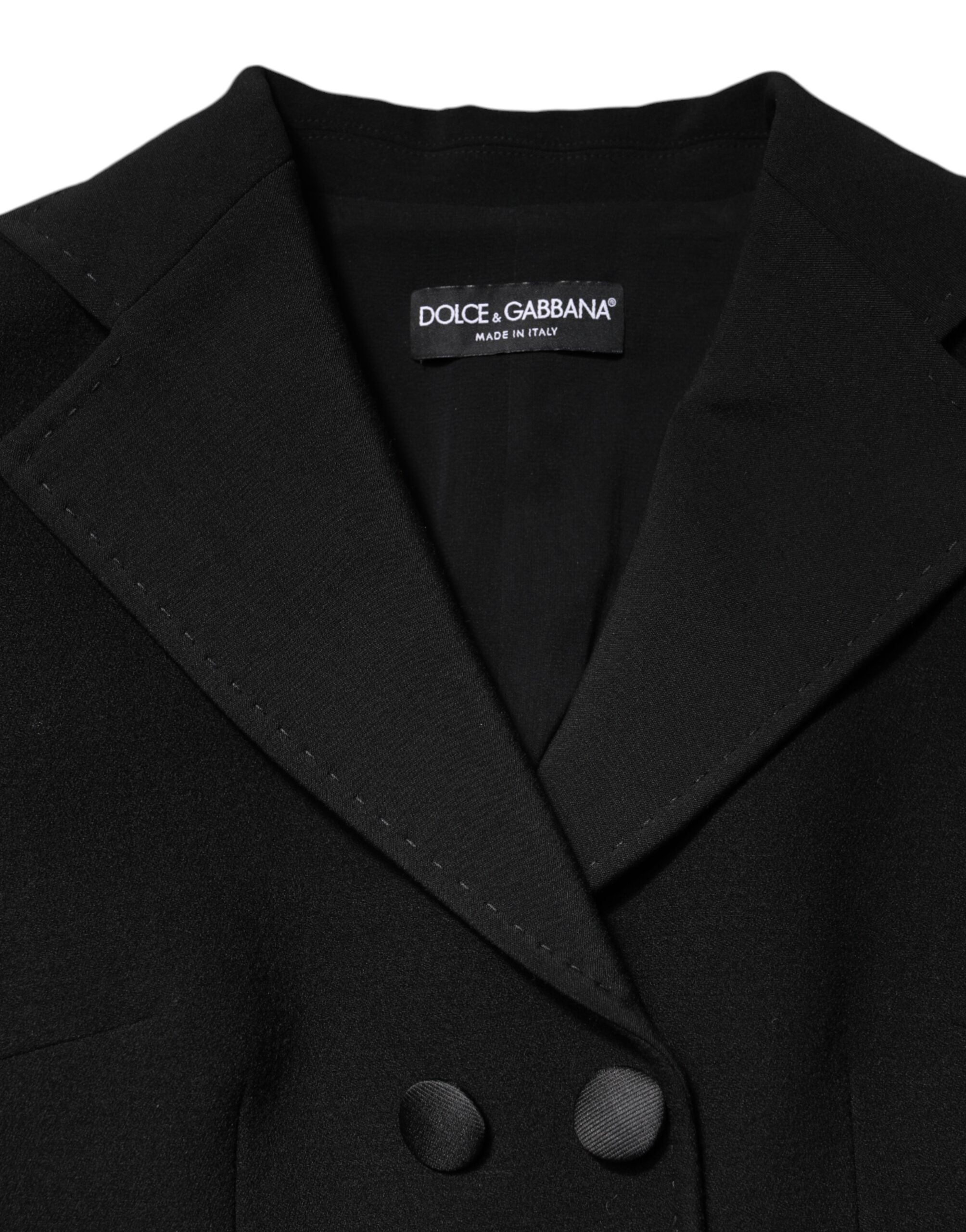 Dolce &amp; Gabbana – Zweireihiger Mantel aus schwarzer Wolle