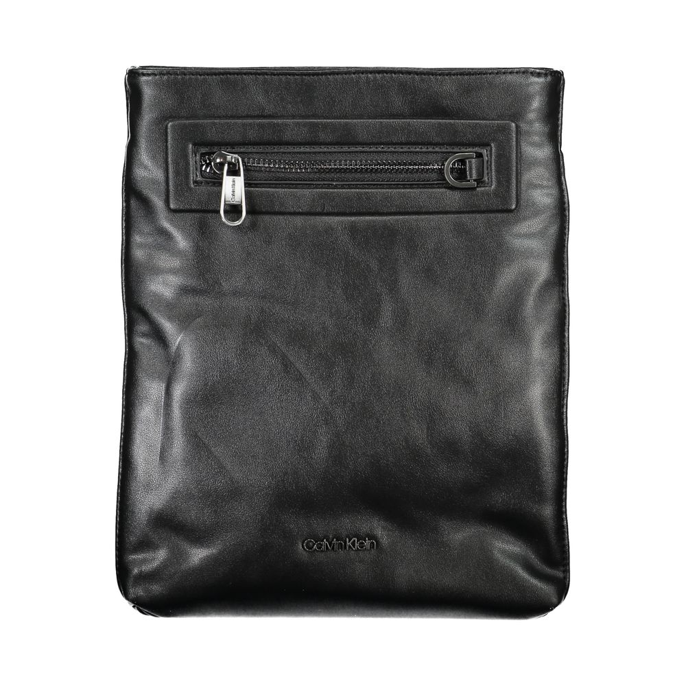Geantă de umăr Calvin Klein Sleek neagră cu detalii contrastante