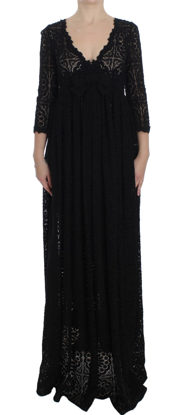 Dolce &amp; Gabbana Elegantes Ricamo-Maxikleid mit Blumenmuster