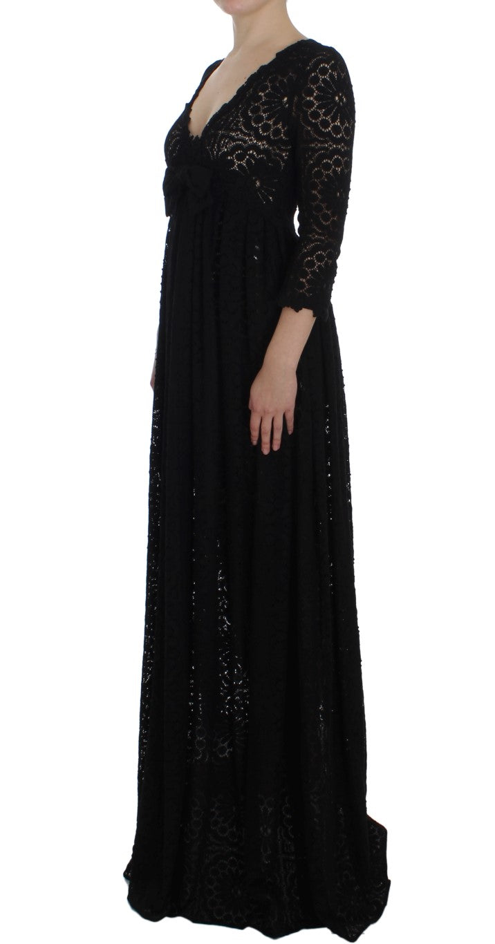 Dolce &amp; Gabbana Elegantes Ricamo-Maxikleid mit Blumenmuster