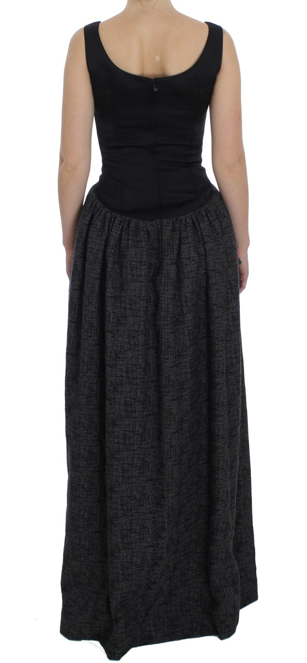 Dolce &amp; Gabbana Elegantes schwarzes bodenlanges Etuikleid