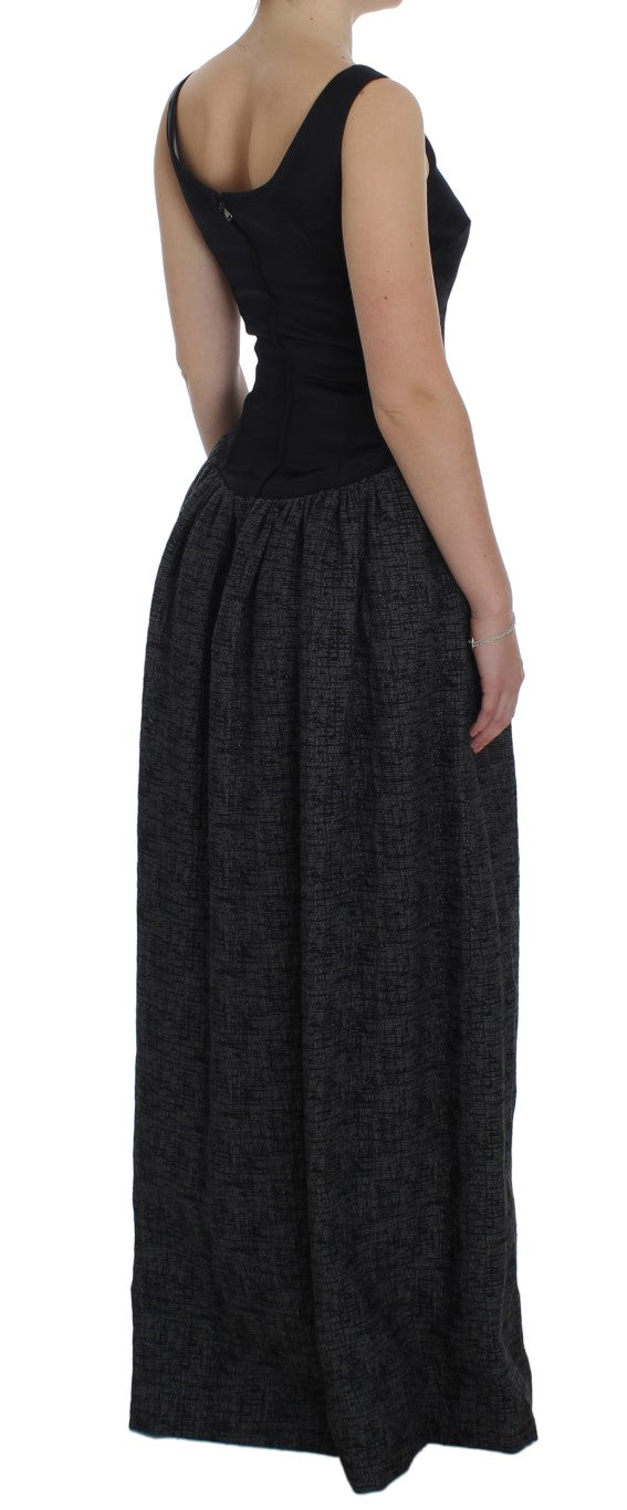 Dolce &amp; Gabbana Elegantes schwarzes bodenlanges Etuikleid