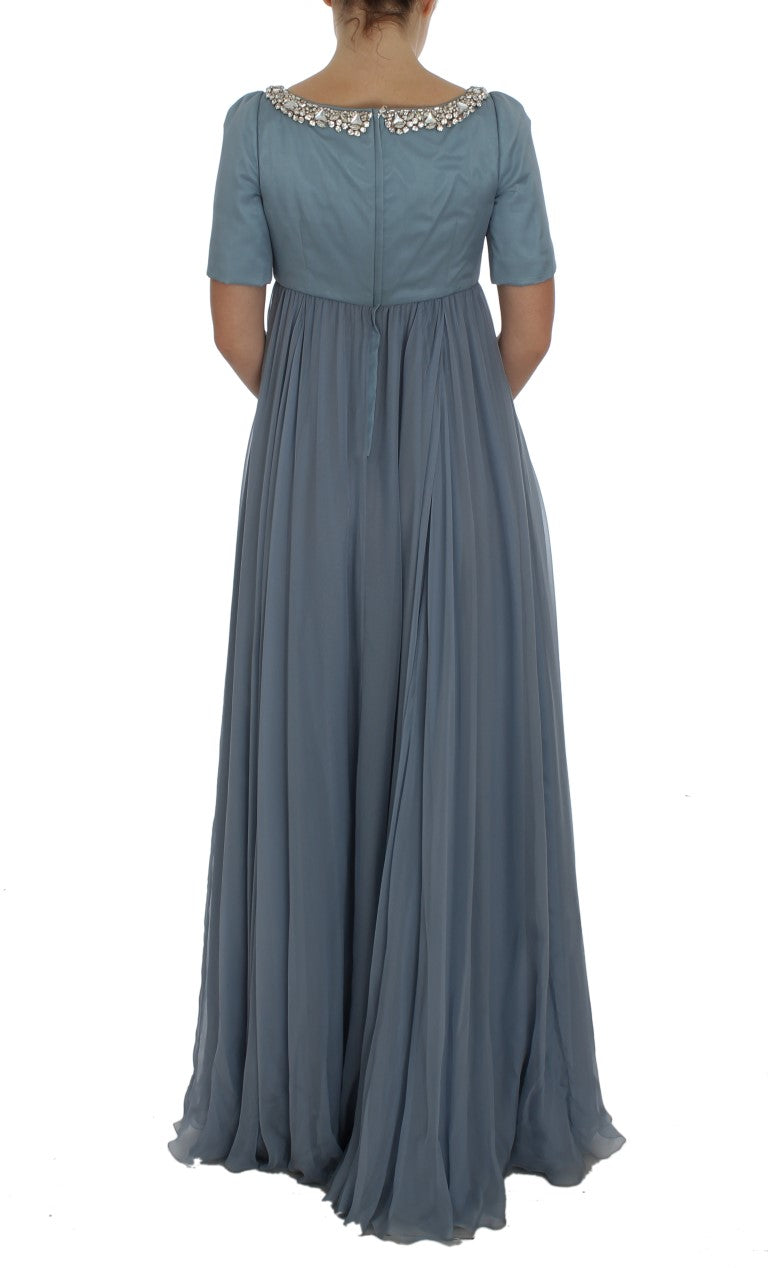 Dolce &amp; Gabbana Elegantes Seidenkleid mit Kristallverzierung
