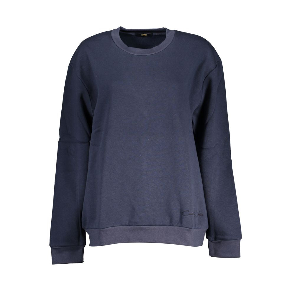 Cavalli Class Chic – Blaues Fleece-Sweatshirt mit Stickerei