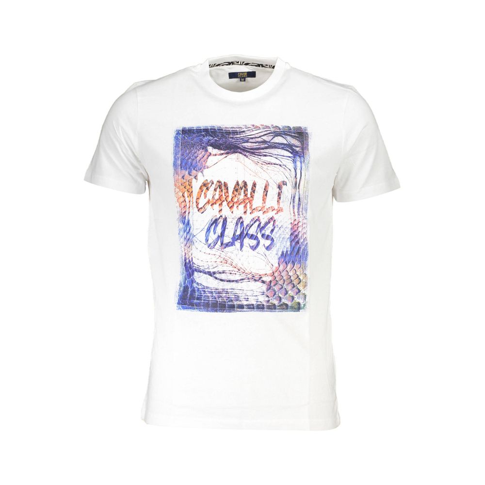 Tricou bărbătesc Cavalli Class din bumbac alb