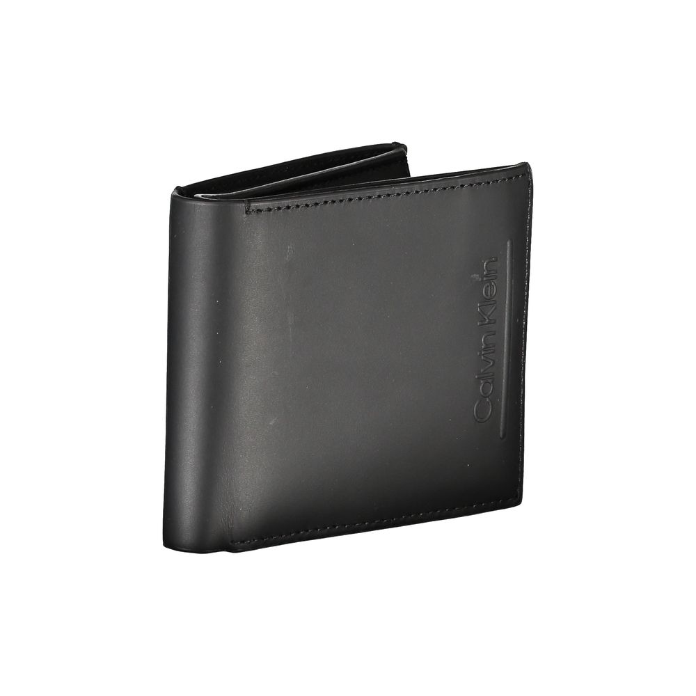 Portofel Calvin Klein negru din piele RFID cu portofel pentru monede