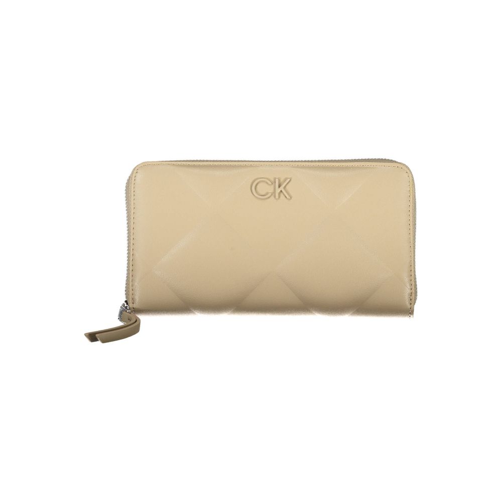 Portofel elegant bej cu mai multe compartimente și protecție RFID Calvin Klein