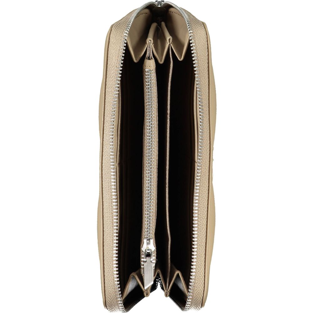 Portofel elegant bej cu mai multe compartimente și protecție RFID Calvin Klein