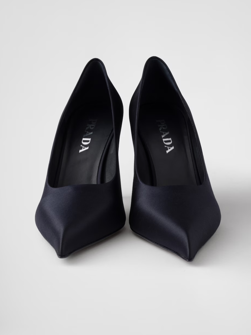 Pantofi cu toc Prada din satin albastru