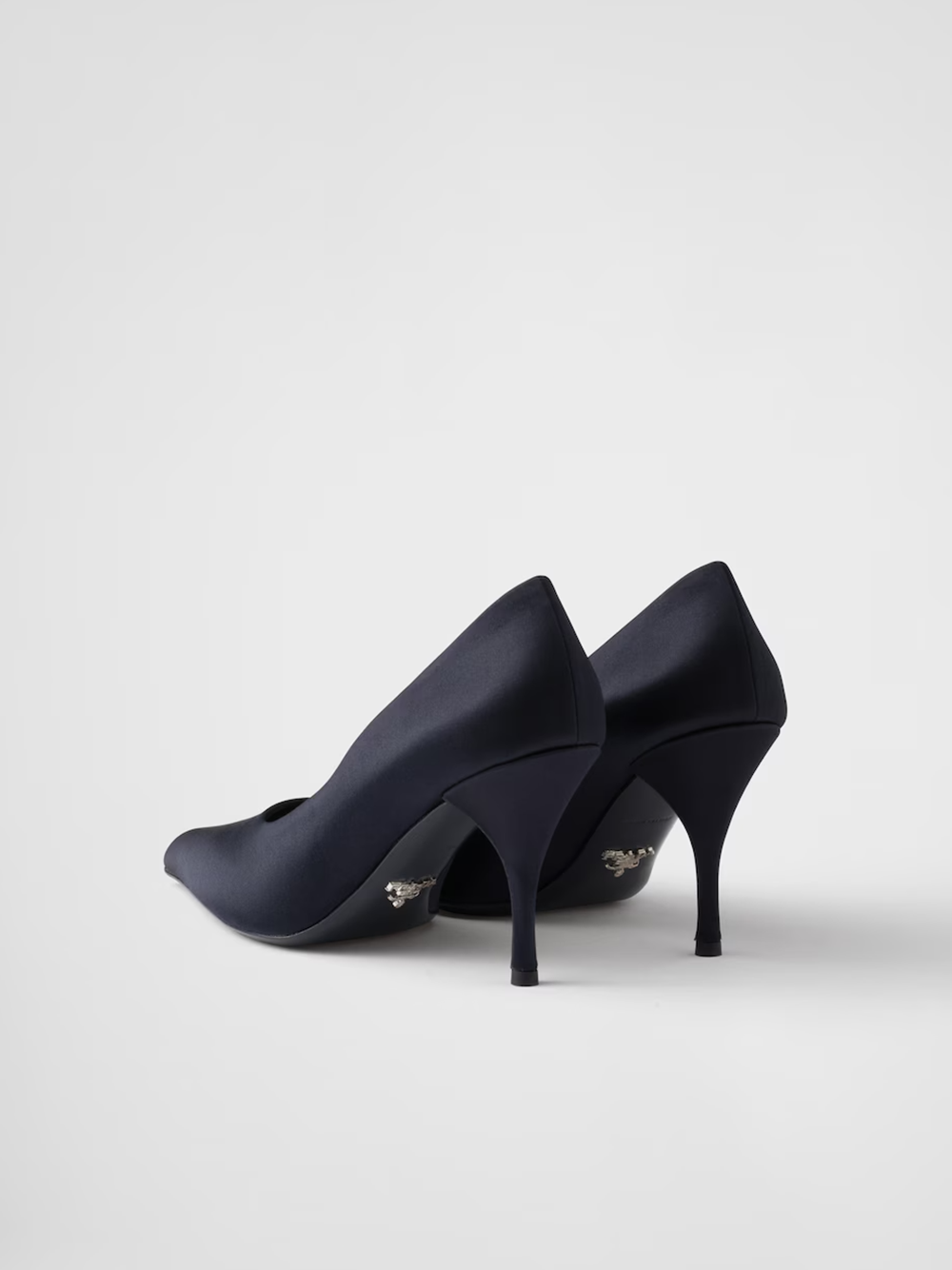 Pantofi cu toc Prada din satin albastru