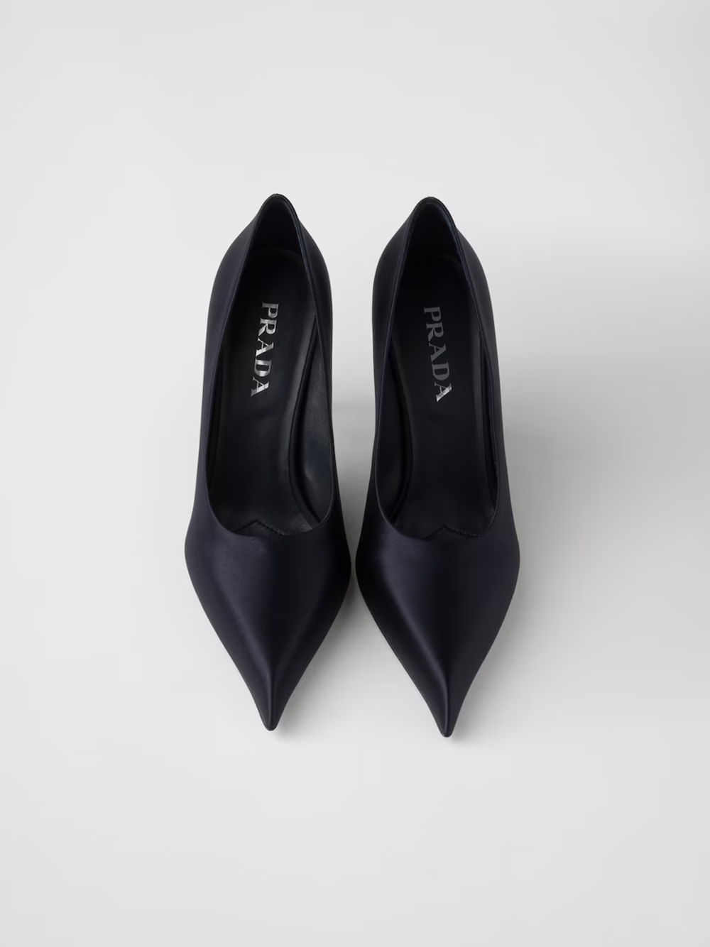 Pantofi cu toc Prada din satin albastru