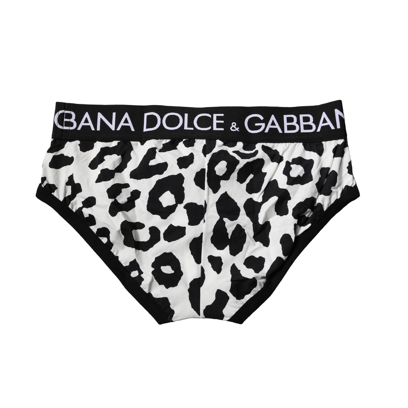 Dolce &amp; Gabbana Herren Slips in Schwarz und Weiß aus Baumwolle mit Leopardenmuster