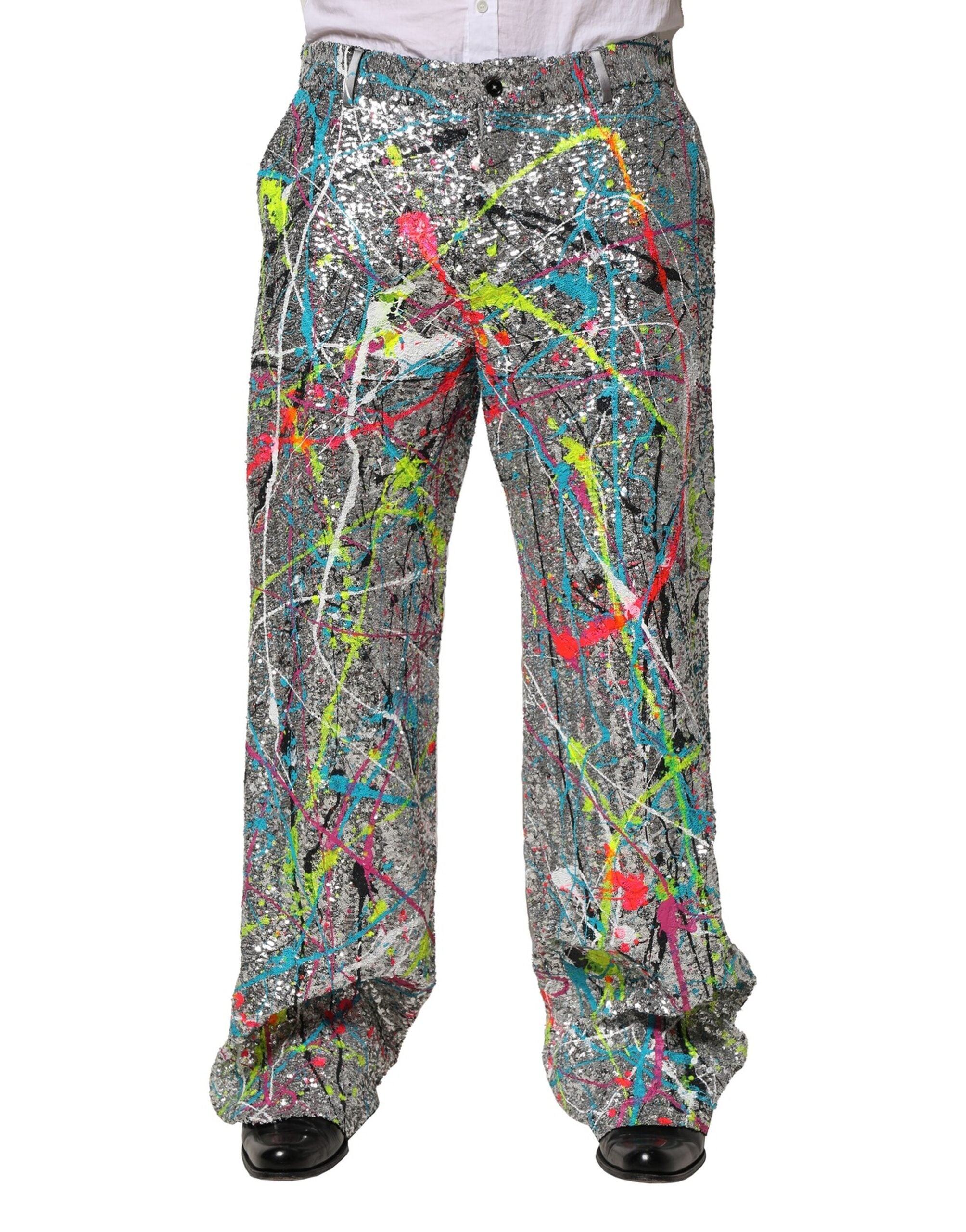 Pantaloni Dolce &amp; Gabbana cu paiete multicolore