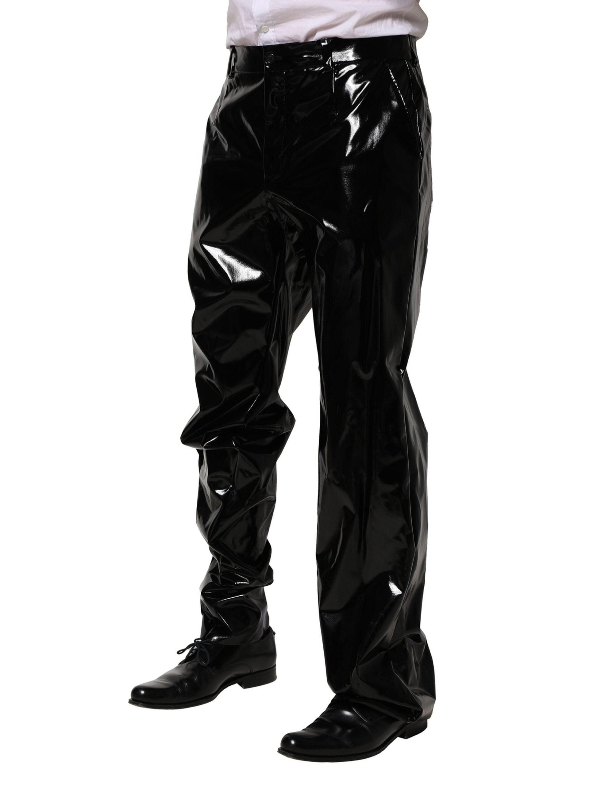 Dolce &amp; Gabbana Schwarze, gerade Herrenhose aus Nylon