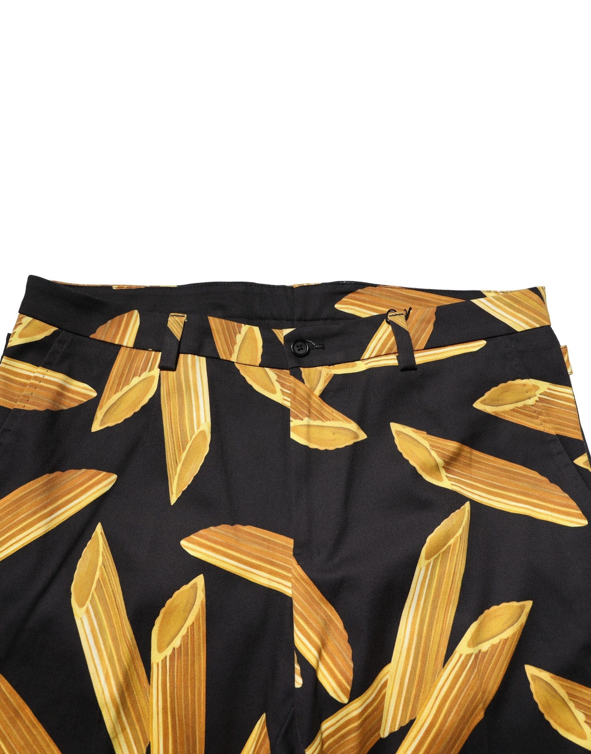 Dolce &amp; Gabbana Pantaloni negri cu imprimeu Paste pentru bărbați
