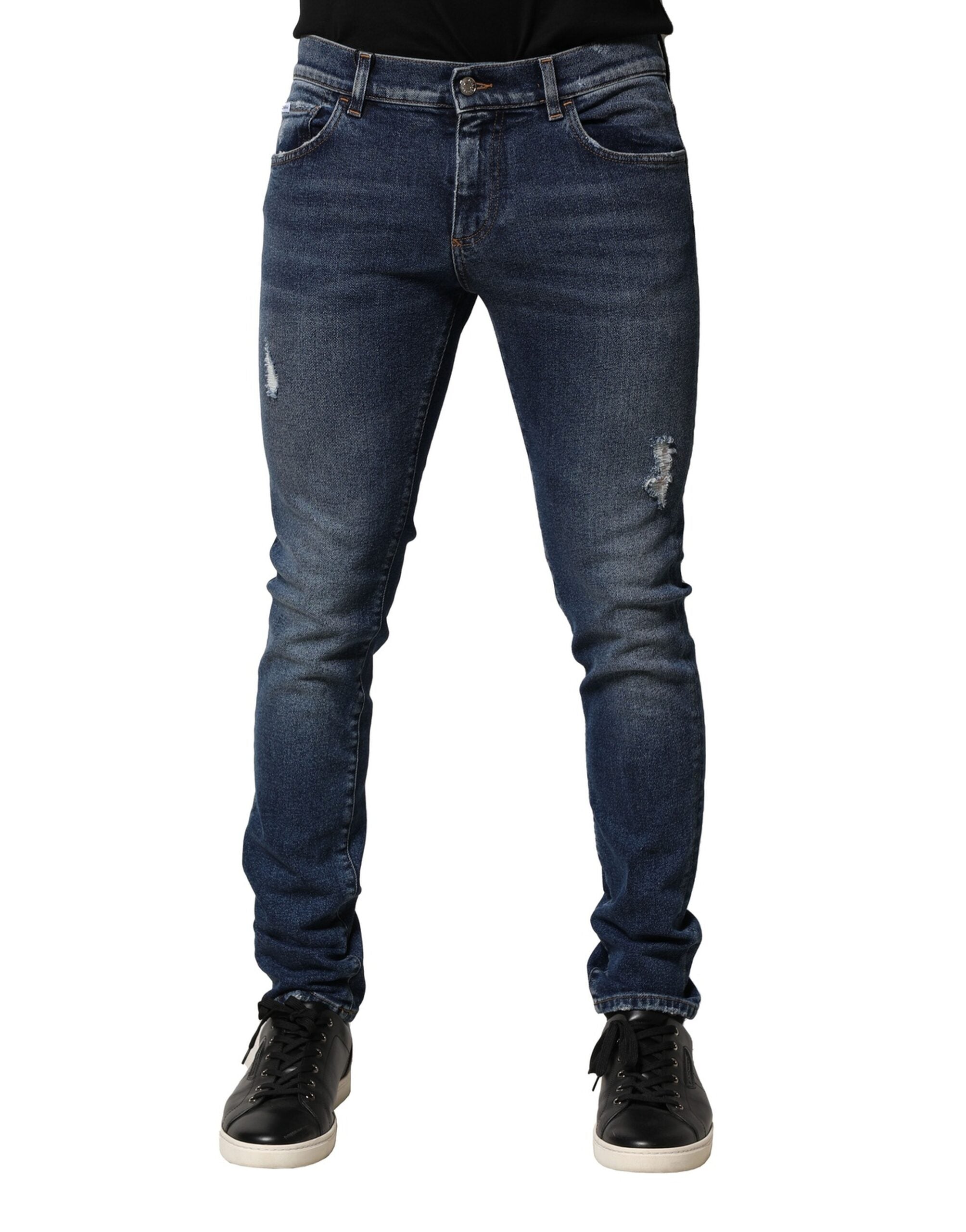 Blugi skinny din denim albastru spălat Dolce &amp; Gabbana