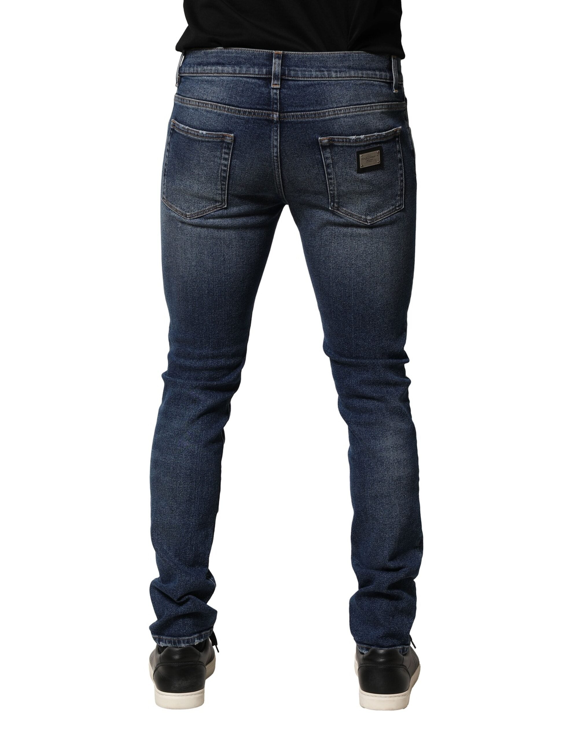 Blugi skinny din denim albastru spălat Dolce &amp; Gabbana