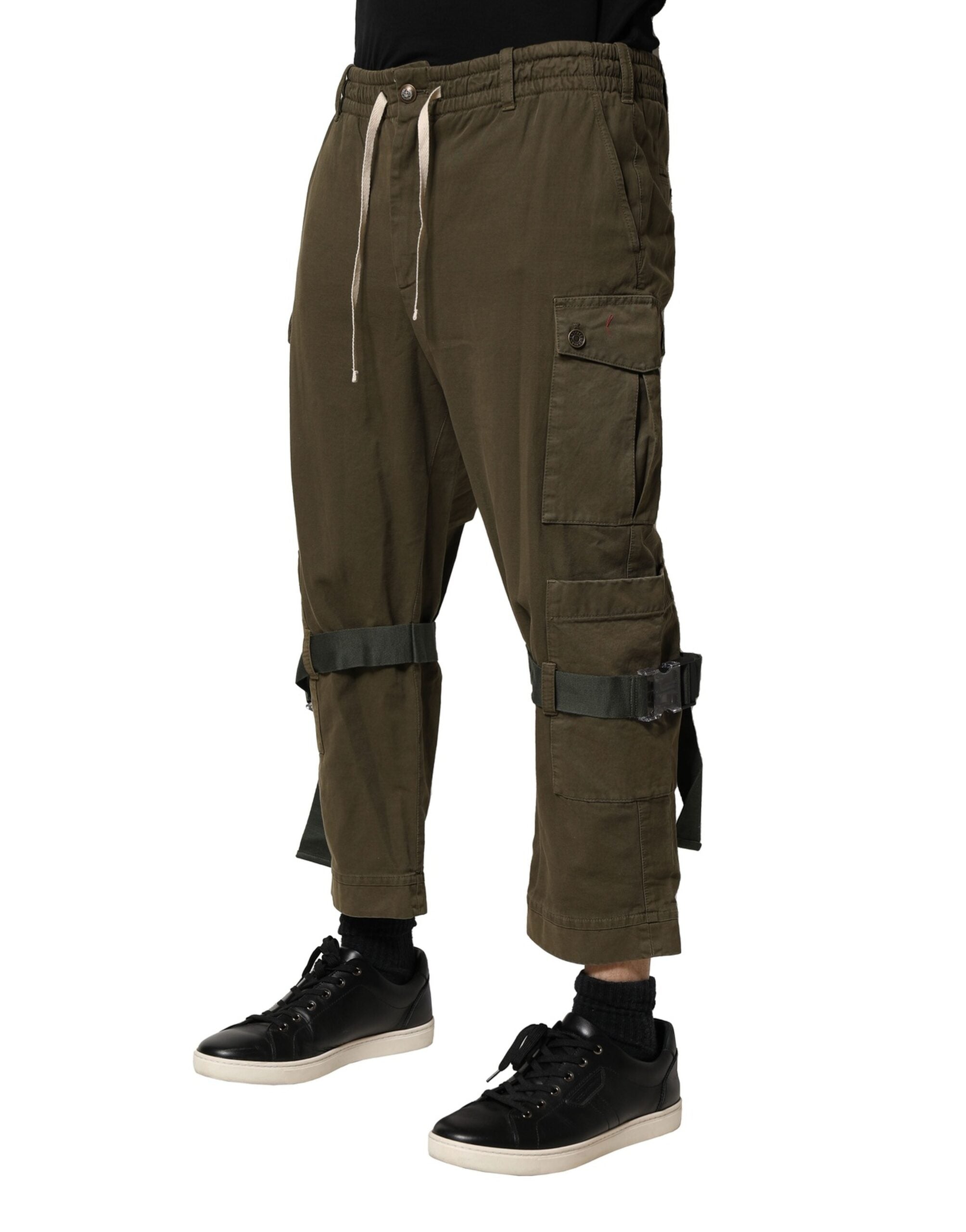Pantaloni cargo cu șnur din bumbac maro Dolce &amp; Gabbana