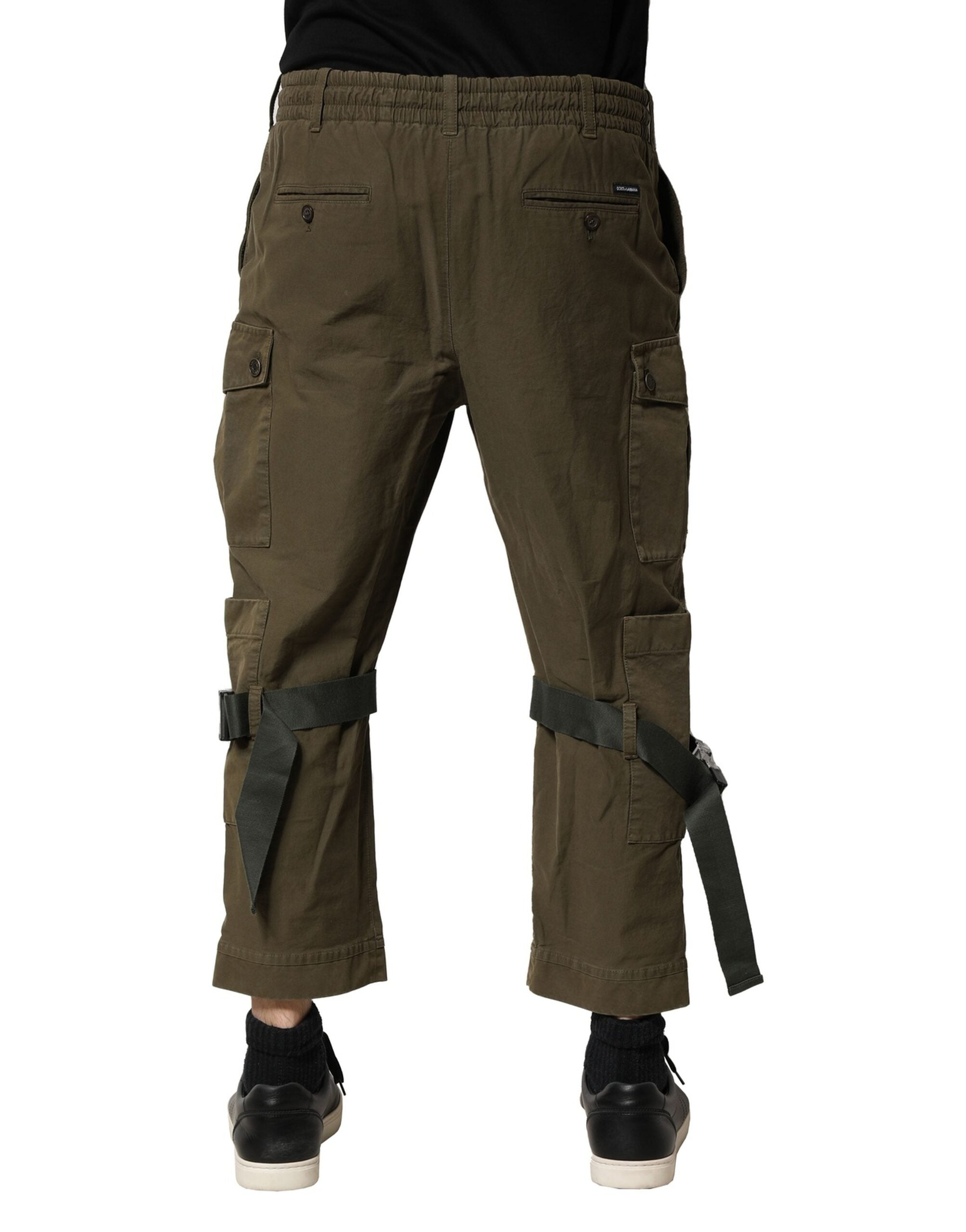 Pantaloni cargo cu șnur din bumbac maro Dolce &amp; Gabbana