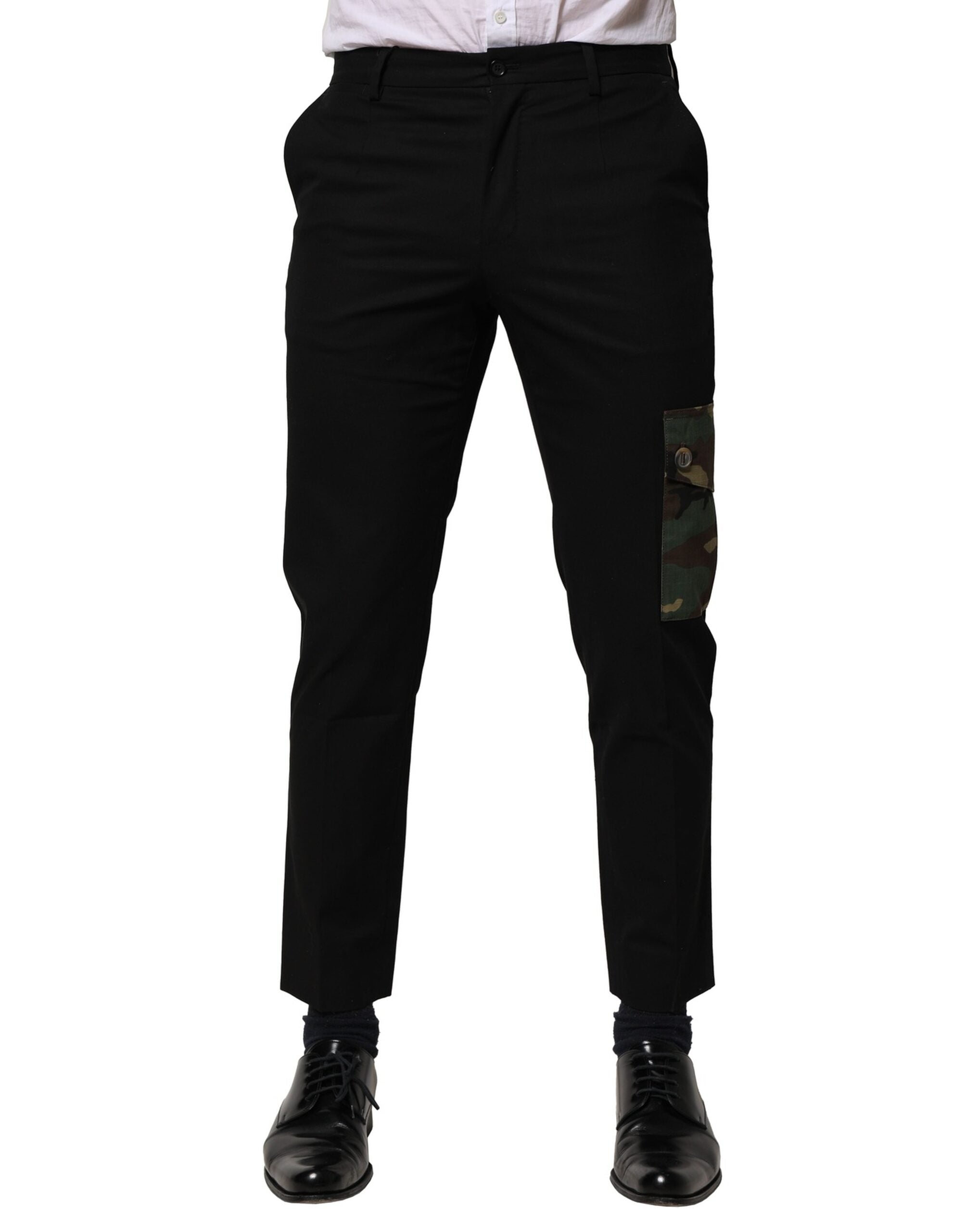 Pantaloni cargo din bumbac negru Dolce &amp; Gabbana pentru bărbați