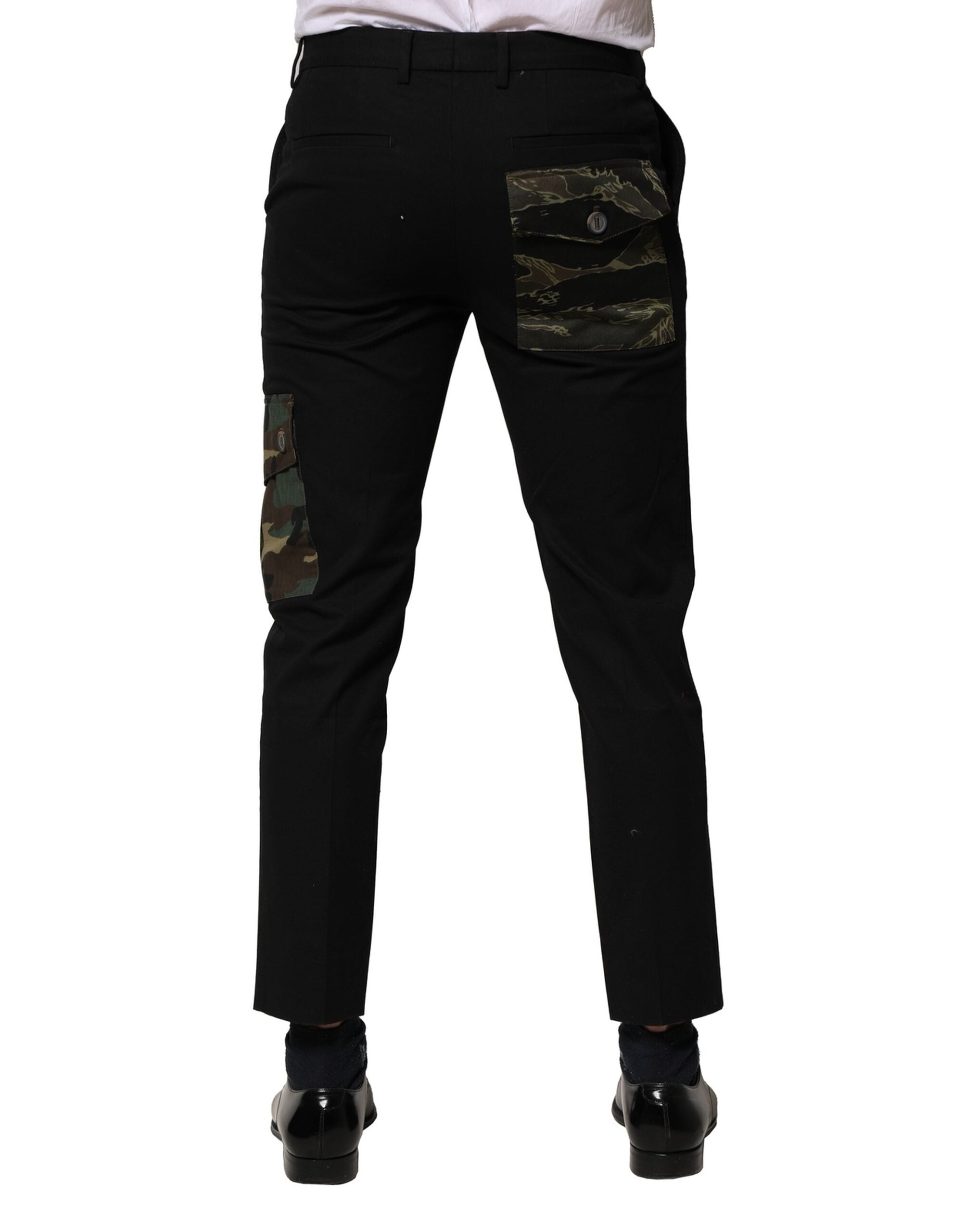 Pantaloni cargo din bumbac negru Dolce &amp; Gabbana pentru bărbați