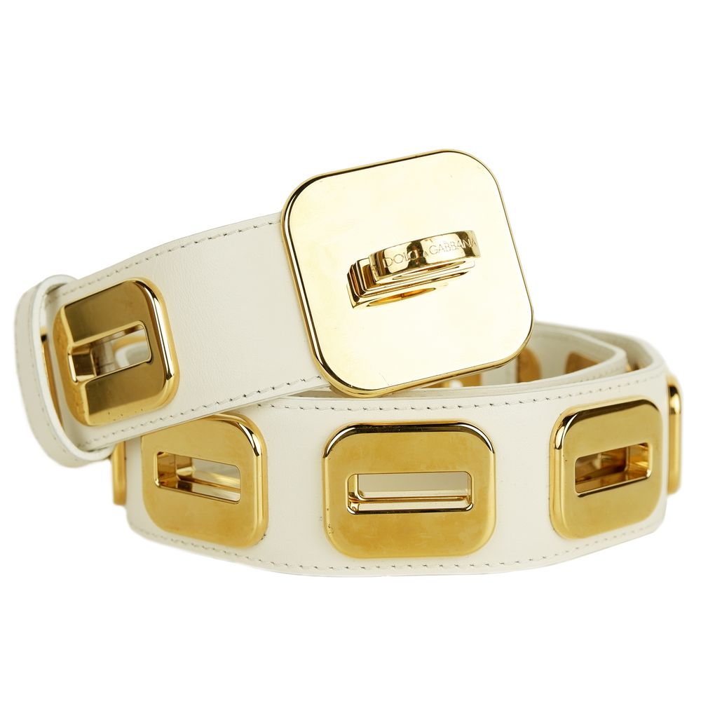 Dolce &amp; Gabbana Damengürtel aus weißem Kalbsleder