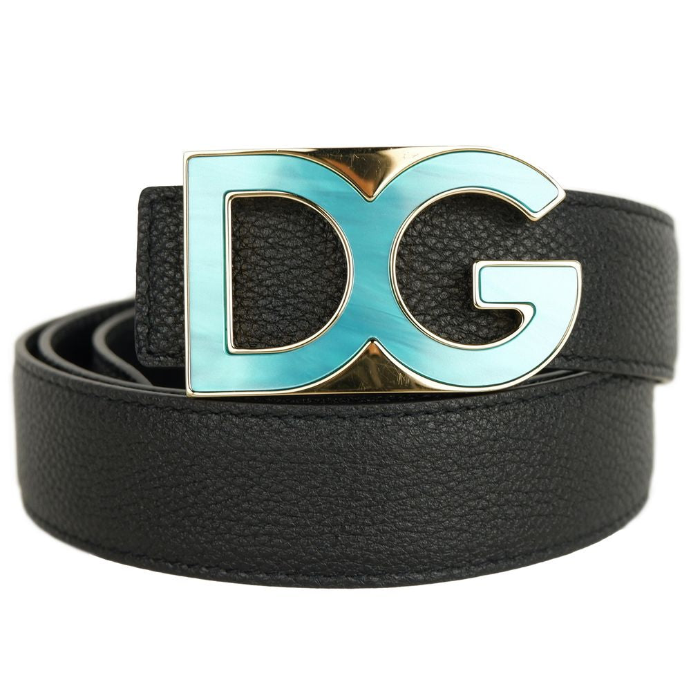 Dolce &amp; Gabbana Damengürtel aus schwarzem Kalbsleder
