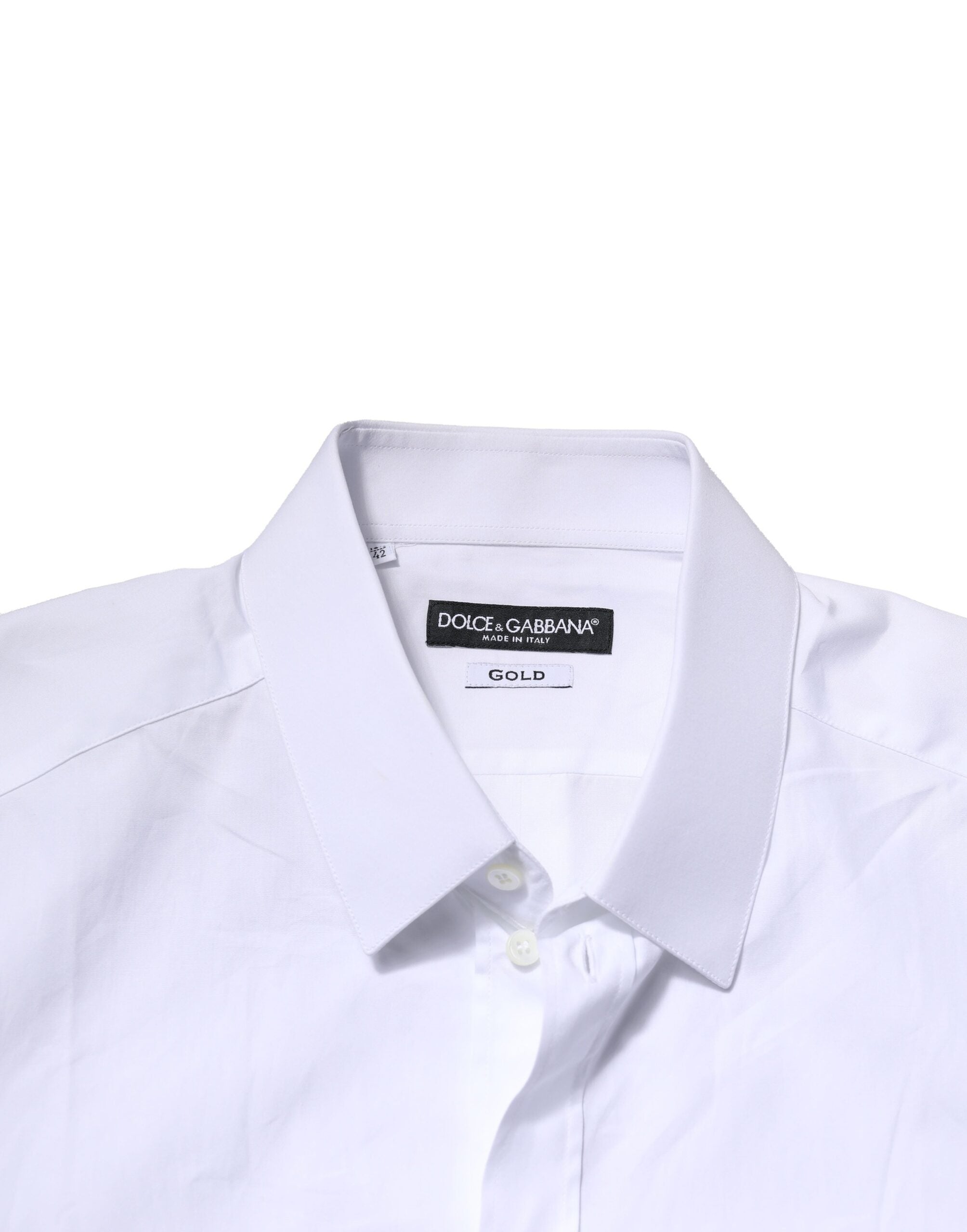 Dolce & Gabbana White Cotton GOLD Mens Dress Formal Shirt